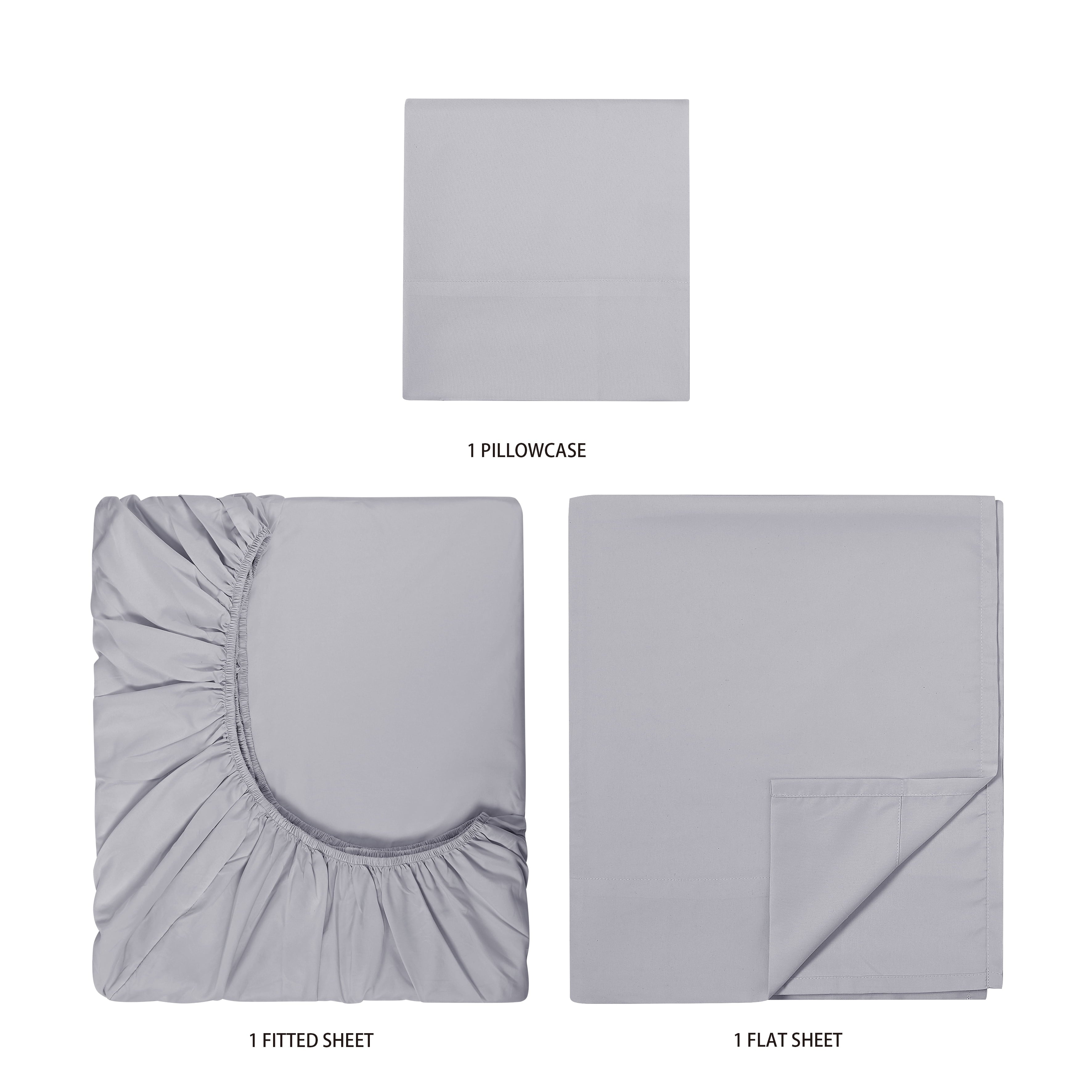 Wrinkle-Resistant Kids Soft Microfiber Sheet Set, Gray, Twin, 3 Pieces - Luxury Bed Sheet Set with Deep Pockets Detail