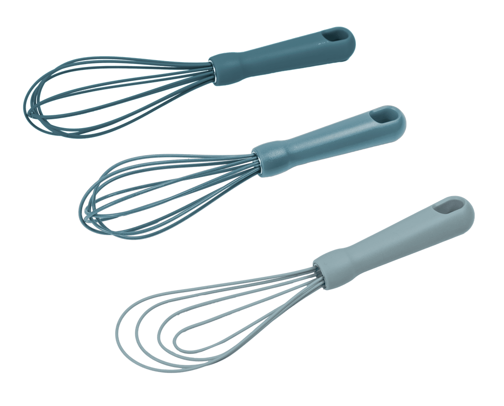 Ergonomic Manual 3-Piece Silicone Whisk Set, 10.5"/10.4"/9.6" L, Blue Color - Innovative Kitchen Helper for Modern Cooking Detail