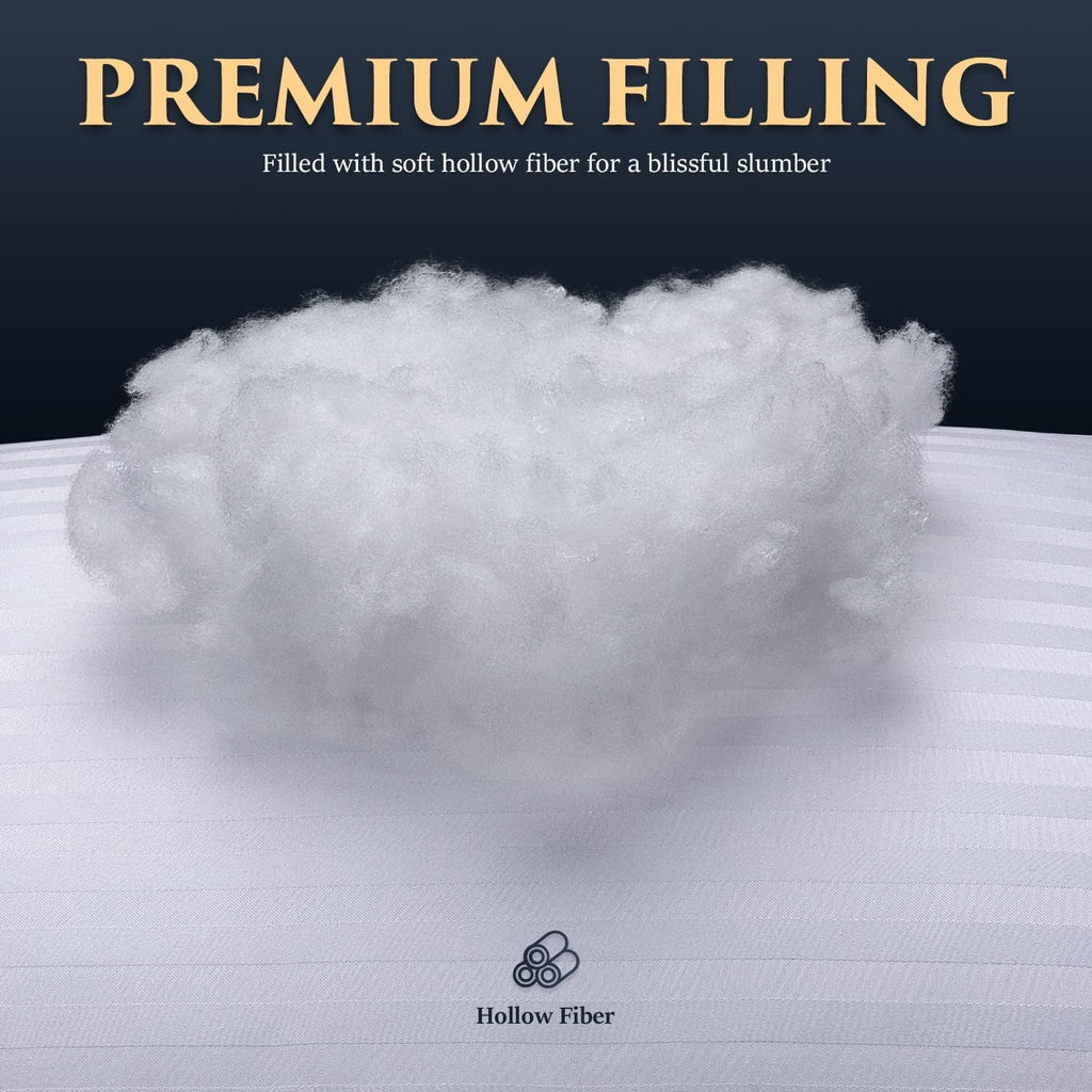 Orthopedic Support Bed Pillows 2-Pack Queen Size Luxury Hotel Pillow for Side and Back Sleeper Pillows for Bed with Cooling Cover - Orthopedic Shredded Foam Bed Pillow Set Detail