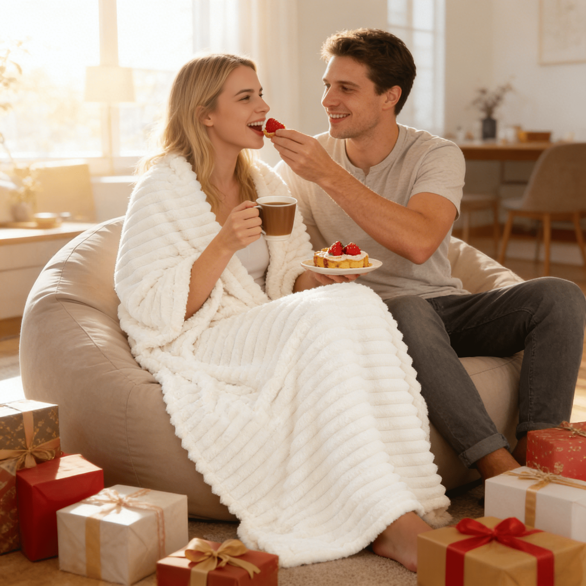 Cozy Fleece White Fleece Throw Blanket for Couch, Super Soft Cozy Blankets and Throws, Decorative Fleece Blankets for Women Men G... - Cozy Fleece Throw Blanket for Couch & Bed Detail