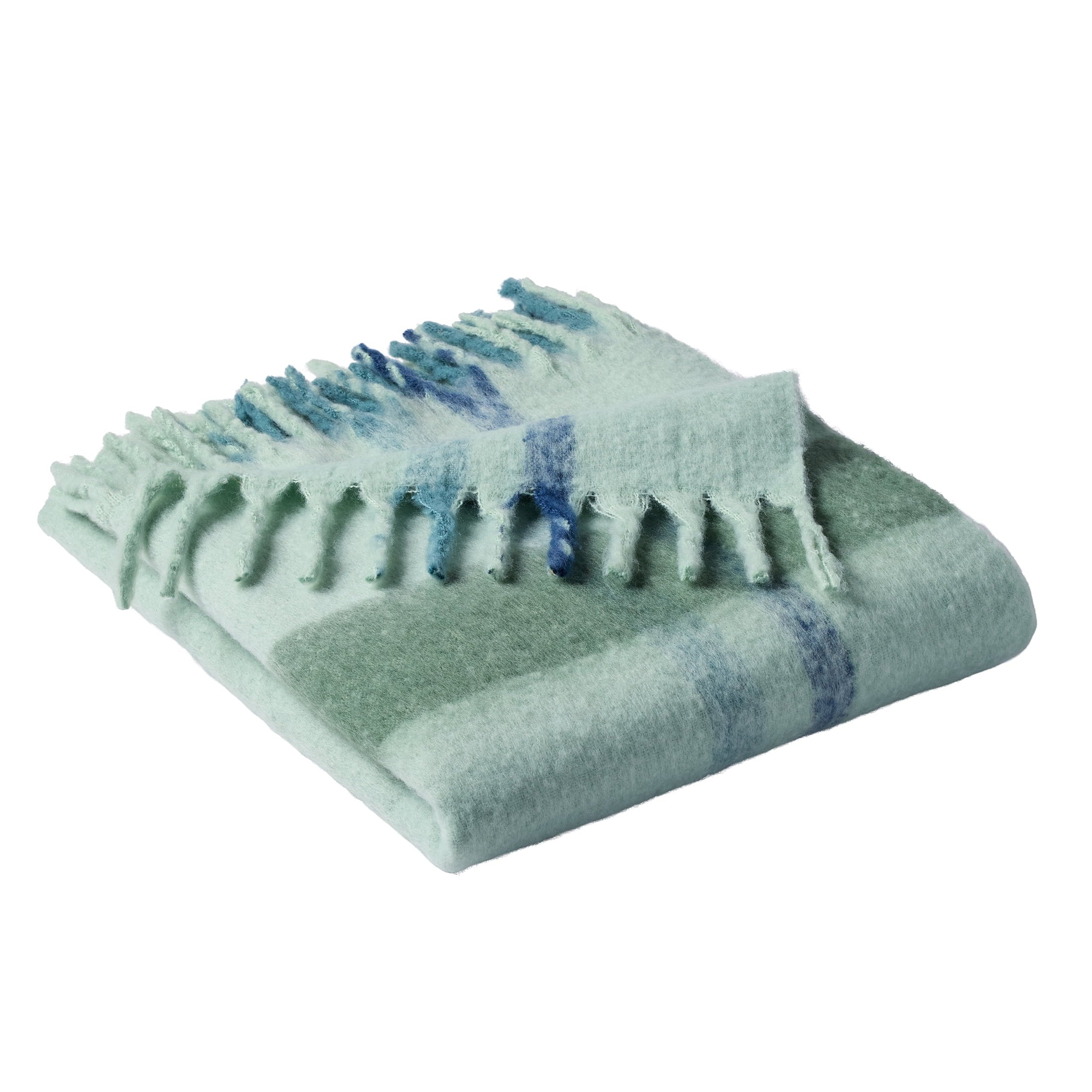 Reversible Sherpa Faux Mohair Cozy Couch Throw Blanket Green Plaid, 50x72" - Lightweight Plush Warm Blanket for All Seasons Detail