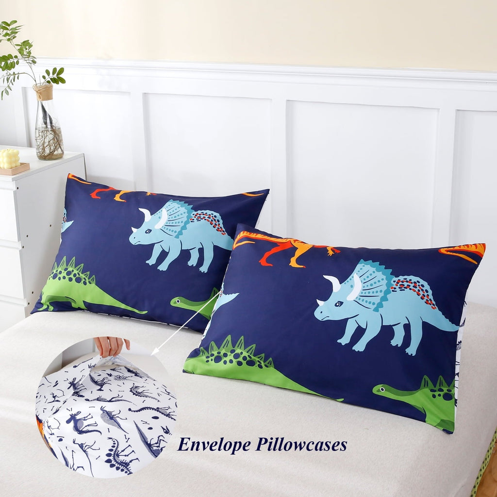 Heavyweight Warmth 3 Pcs Dinosaur Twin Size Bedding Sets for Boys, Dinosaur Printing Boys Comforter Set, Blue and White Reversible Bed C... - Hypoallergenic Ultra-Fluffy Quilt for Winter Detail