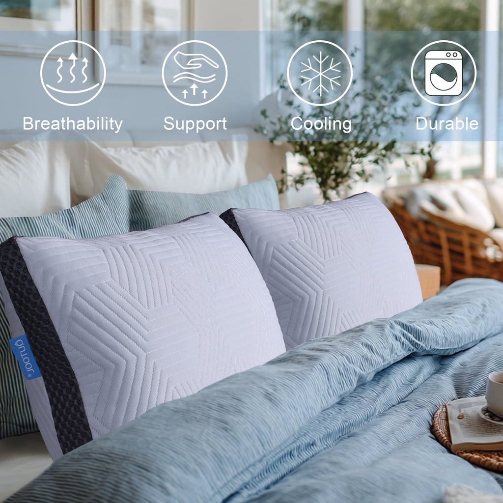 Hotel Collection Soft Bed Pillow, Shredded Memory Foam Pillow, Comfortable Sleeping Pillow, Standard Size, Affordable Everyday Use - Ergonomic Memory Foam Pillow for Neck Pain Support Detail