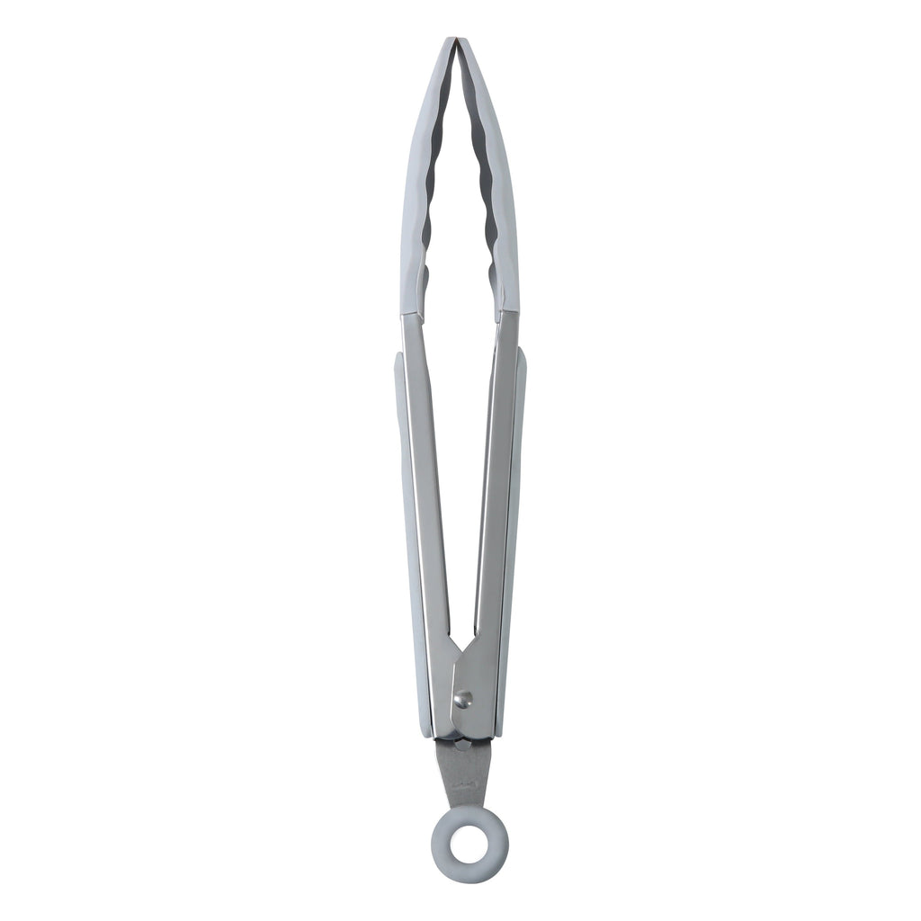 Heavy Duty 9" Stainless Steel and Silicone Locking Tongs, Soft Grip Handle, Grey Flannel - High-Precision Culinary Tool for Baking & Cooking Detail