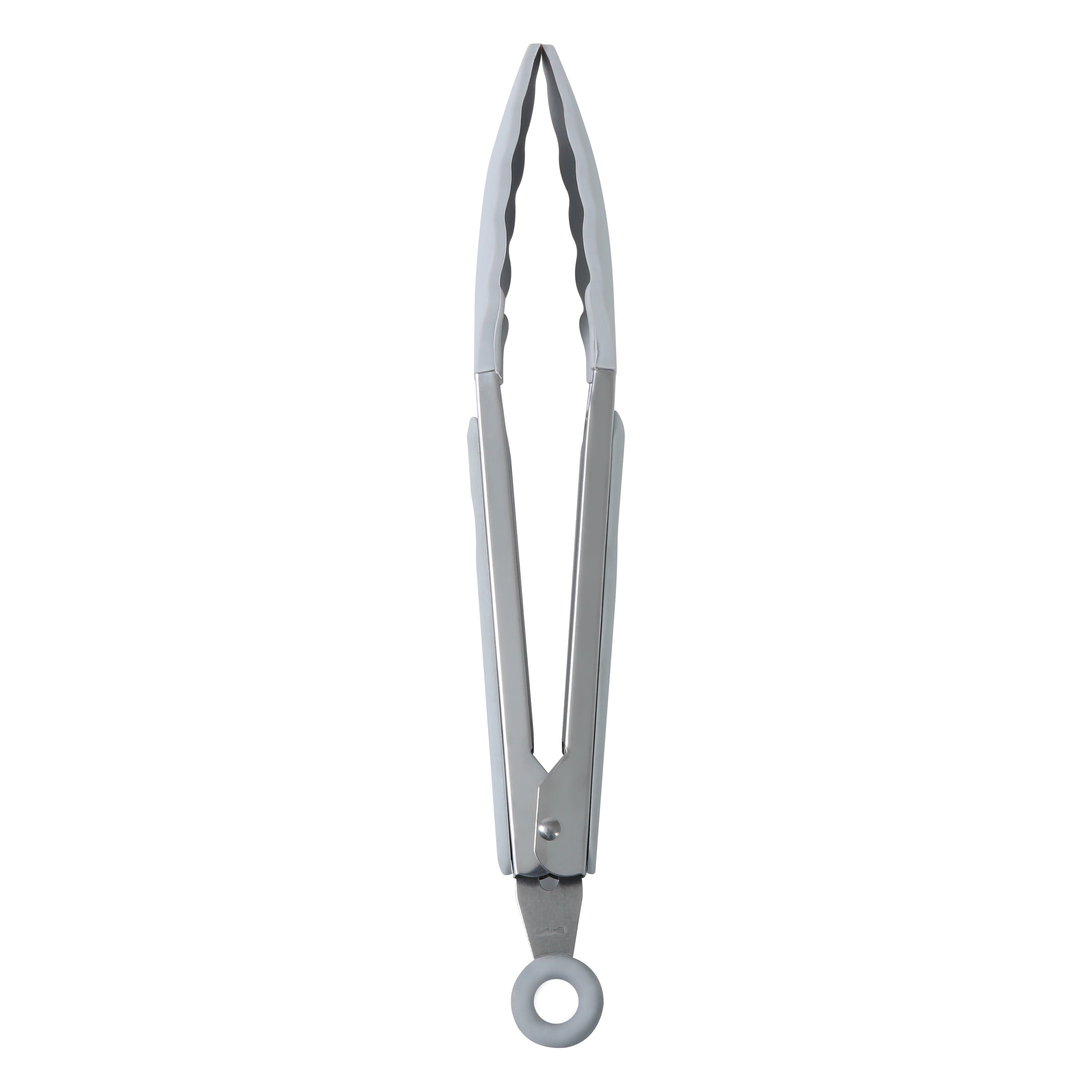Heavy Duty 9" Stainless Steel and Silicone Locking Tongs, Soft Grip Handle, Grey Flannel - High-Precision Culinary Tool for Baking & Cooking Detail
