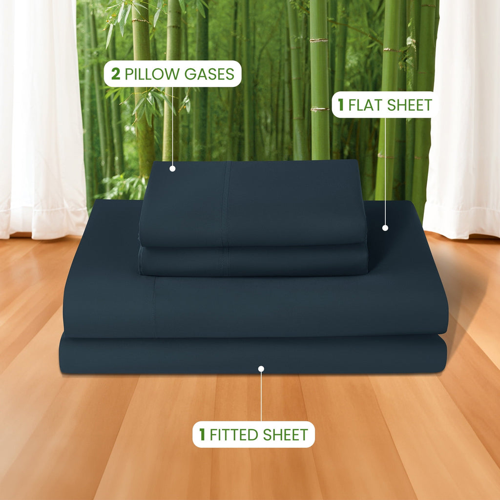 Ultra-Soft 100% Organic Luxurious Bamboo Sheets, Queen Sheet Set 4-Piece with 16" Deep Pocket, Silky Smooth Luxury Bed Sheets, N... - Luxury Bed Sheet Set with Deep Pockets Detail