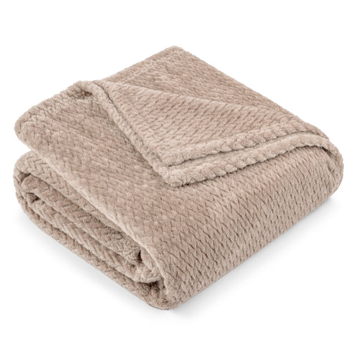 Cozy Fleece Soft Fleece Taupe Tan Throw Blanket for Couch, Lightweight Plush Warm Blankets for Bed, Fuzzy Cozy Flannel Blanket Th... - Cozy Fleece Throw Blanket for Couch & Bed Detail