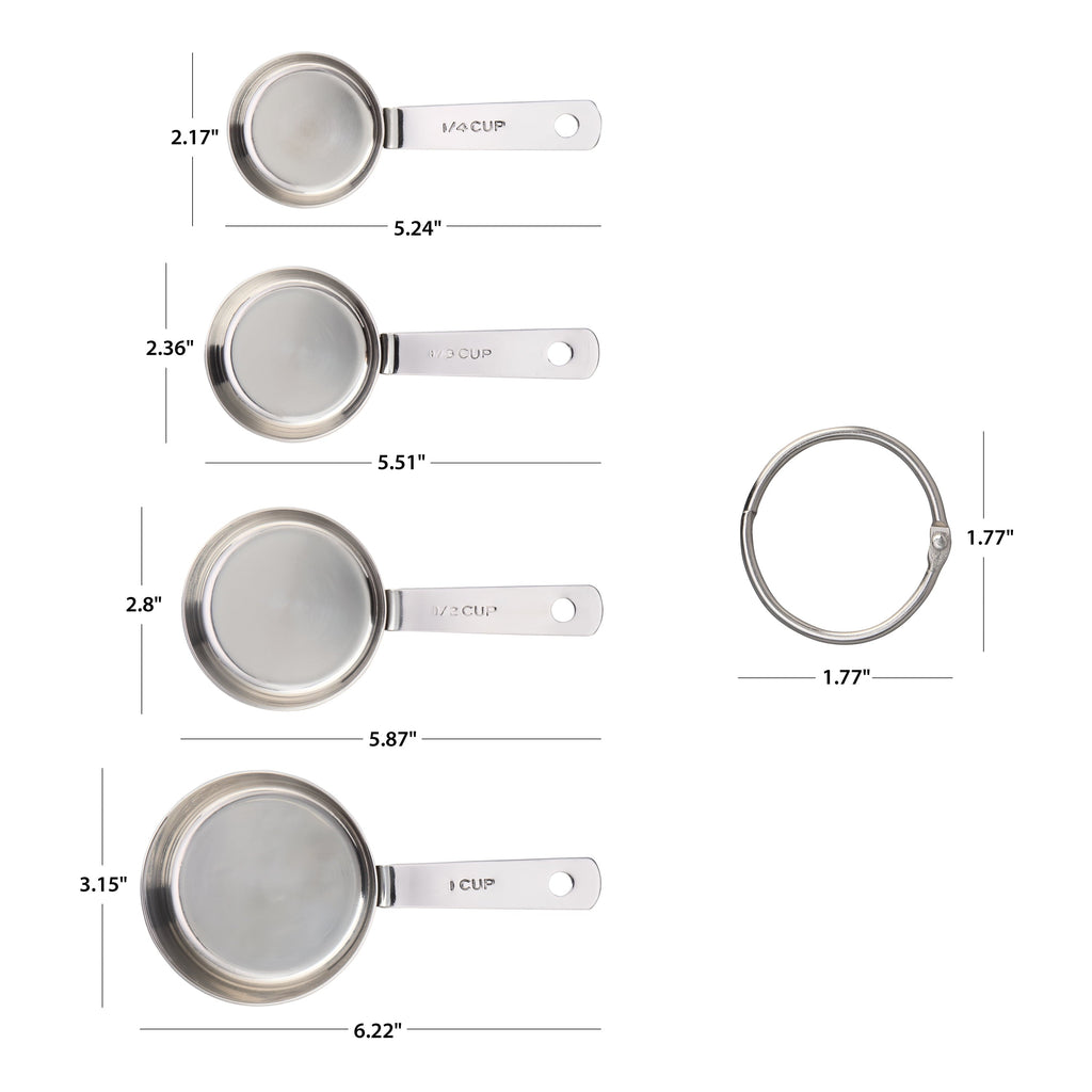 Time-Saving Kitchen Stainless Steel 4-Piece Nesting Measuring Cups - Premium Stainless Steel Garlic Presser & Peeler Detail