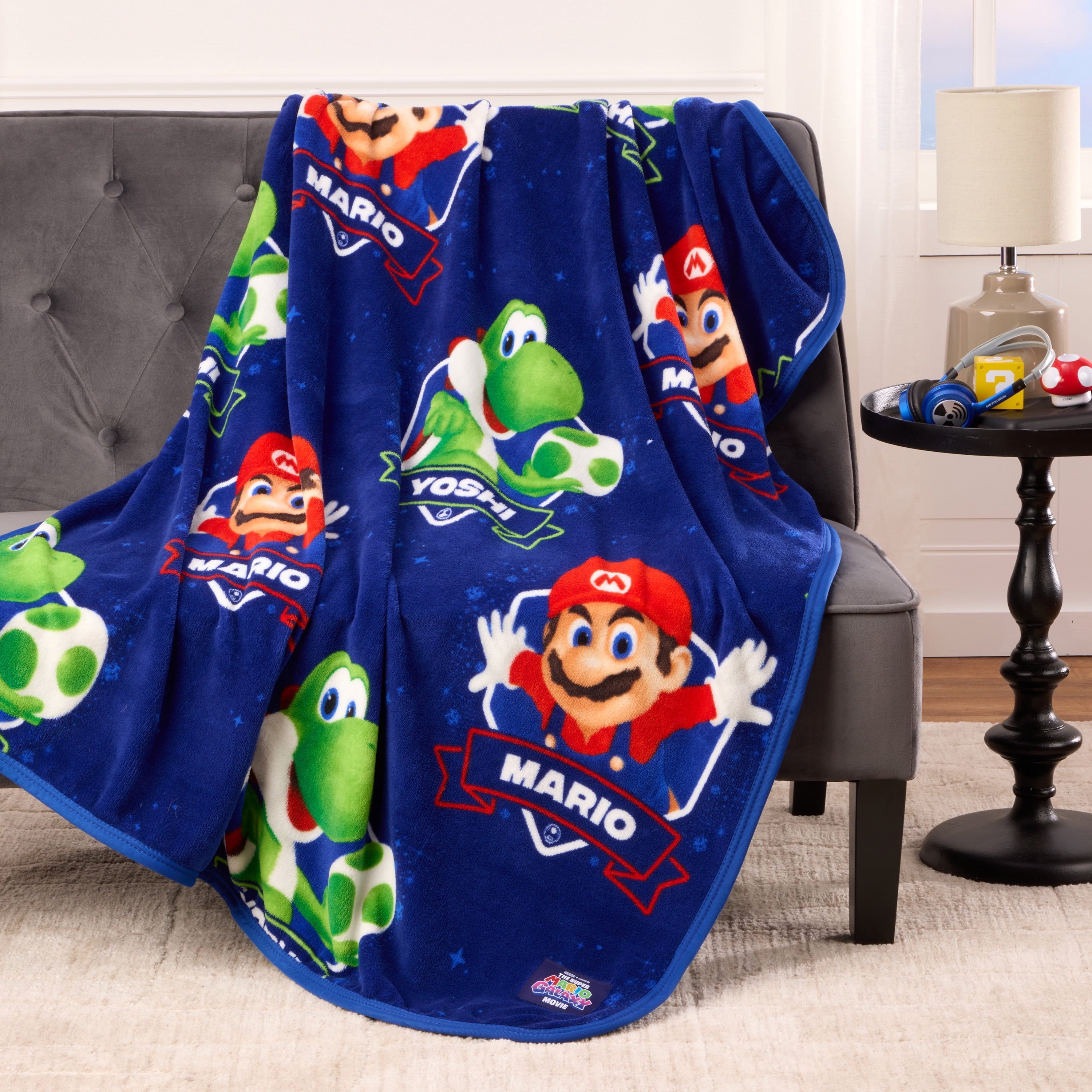 Super Soft Flannel Galaxy Movie Kids Blue Print Fleece Throw Blanket, 46 x 60 - Lightweight Plush Warm Blanket for All Seasons Detail