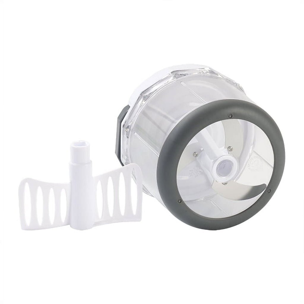 Innovative 1qt Quick Pull Chopper, BPA free , SS Blades, Food Contact Safe Material , White & Grey, Weight 320g - Premium Stainless Steel Garlic Presser & Peeler Detail