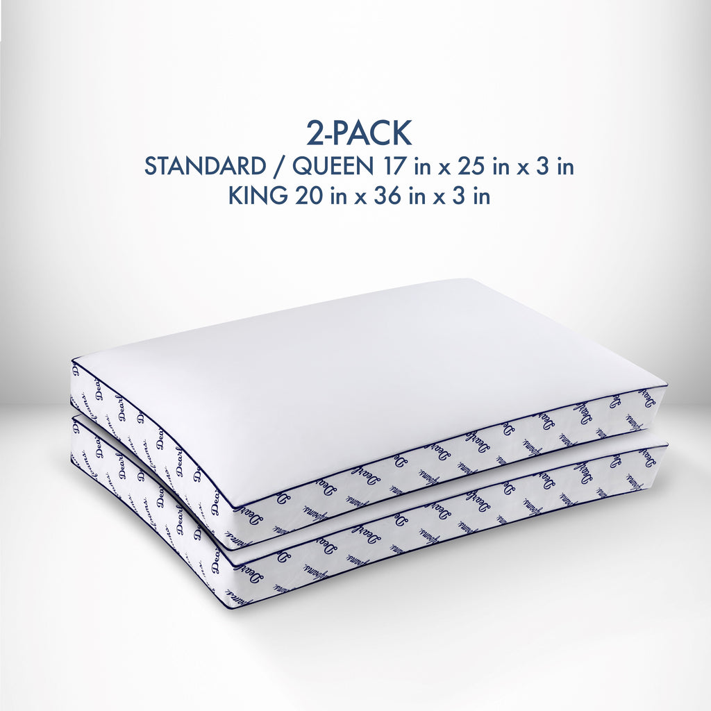 Hotel Collection Cozy Gusseted Bed Pillow Standard, White - Ergonomic Memory Foam Pillow for Neck Pain Support Detail