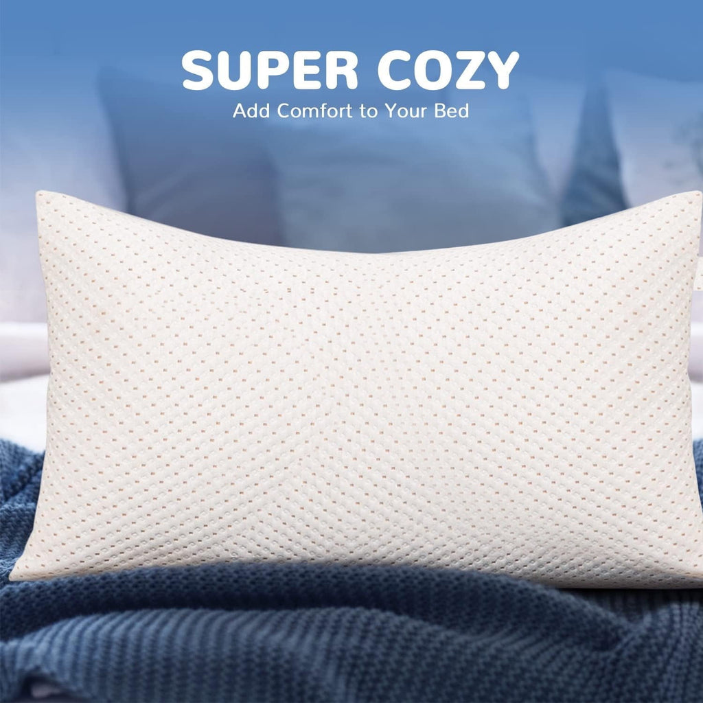 Fluffy Shredded Cooling Bed Pillows for Sleeping, King Size Pillow Set of 2, 3D Shredded Memory Foam with Zippered Cooling Covers - Orthopedic Shredded Foam Bed Pillow Set Detail