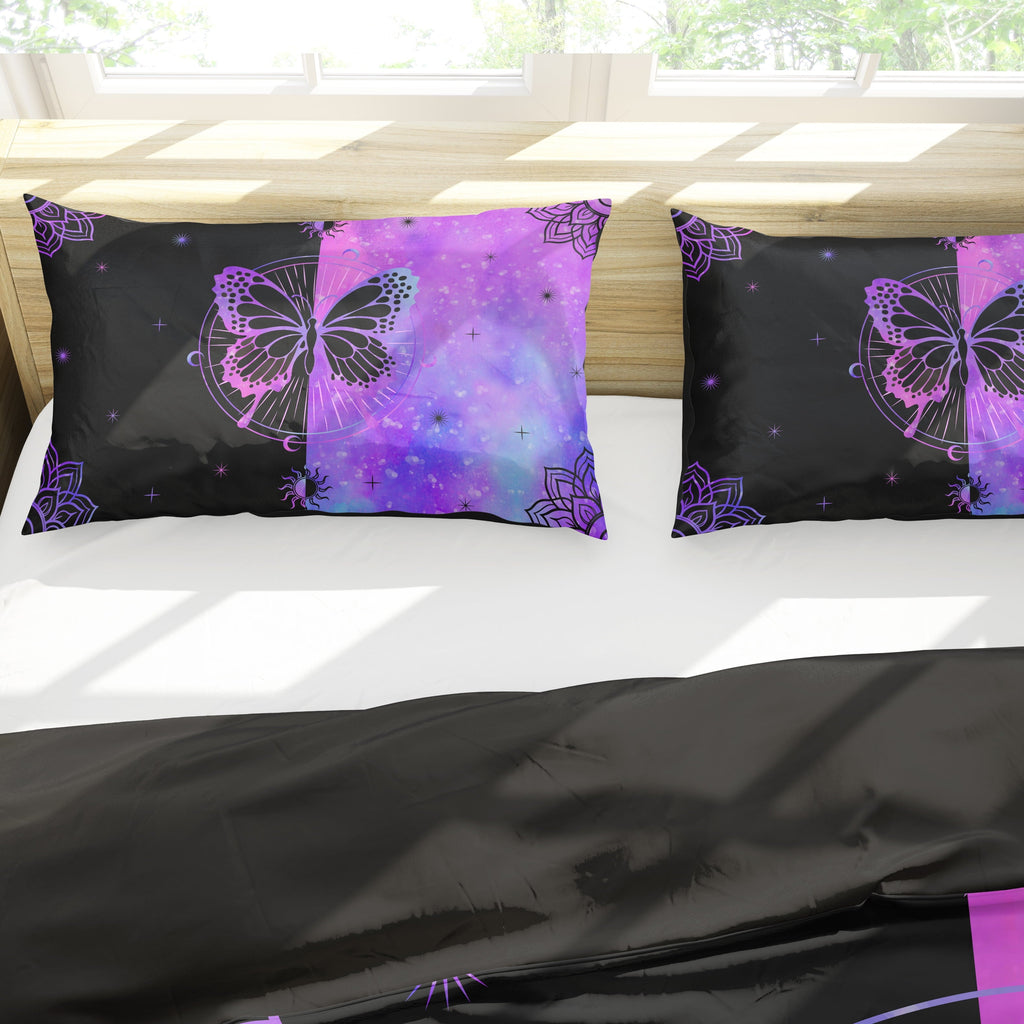 Heavyweight Warmth Butterfly Comforter Set Full Size for Girls Kids Teens Black Blue Purple Tie Dye Bedding Set 3 Pieces - Hypoallergenic Ultra-Fluffy Quilt for Winter Detail