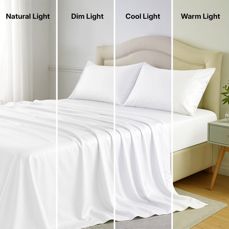 Premium Egyptian Cotton Lux Decor 100% Organic Viscose - 4 Piece Ultra-Soft Luxury Cooling Bed Sheets, 16" Deep Pocket, Breathable & Hypoalle... - Luxury Bed Sheet Set with Deep Pockets Detail