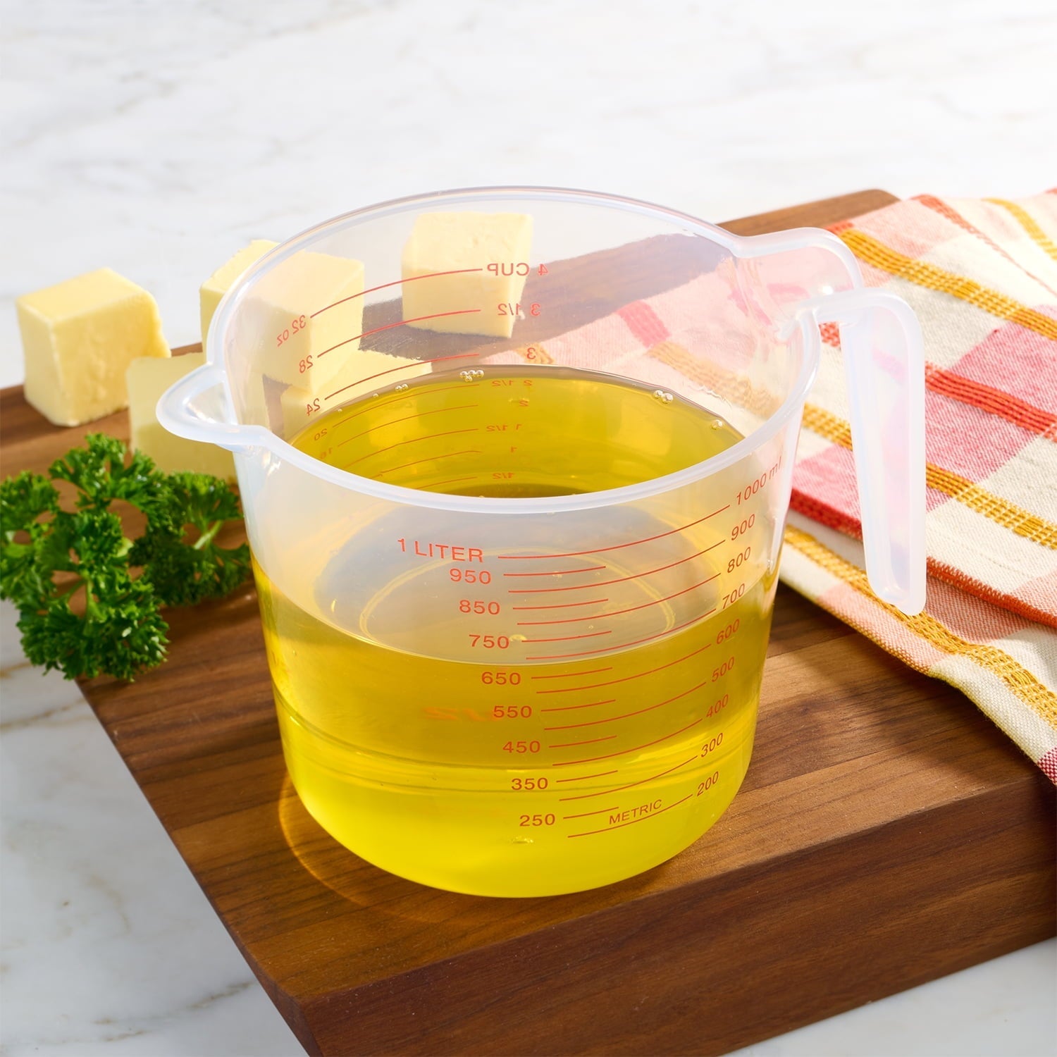 Innovative (12 pack) 4 Cup PP Plastic Measuring Cup, 32 oz, Clear - Premium Stainless Steel Garlic Presser & Peeler Detail