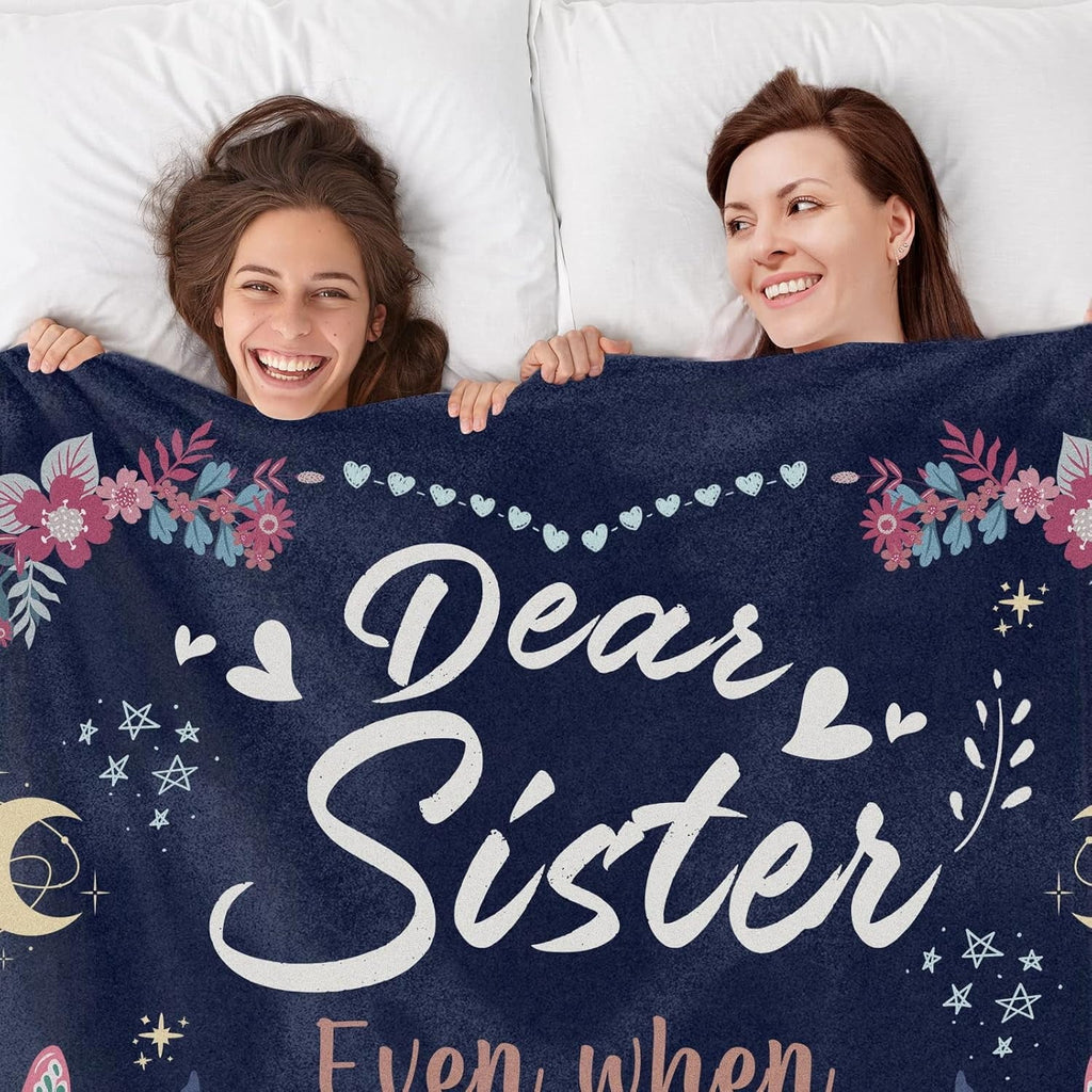 Super Soft Flannel Sister Gifts Blanket, Sisters Gifts on Mother's Day, Blanket Present for Sisters on Valentine's Day, Happy Birthday S... - Super Soft Reversible Sherpa Flannel Blanket Detail