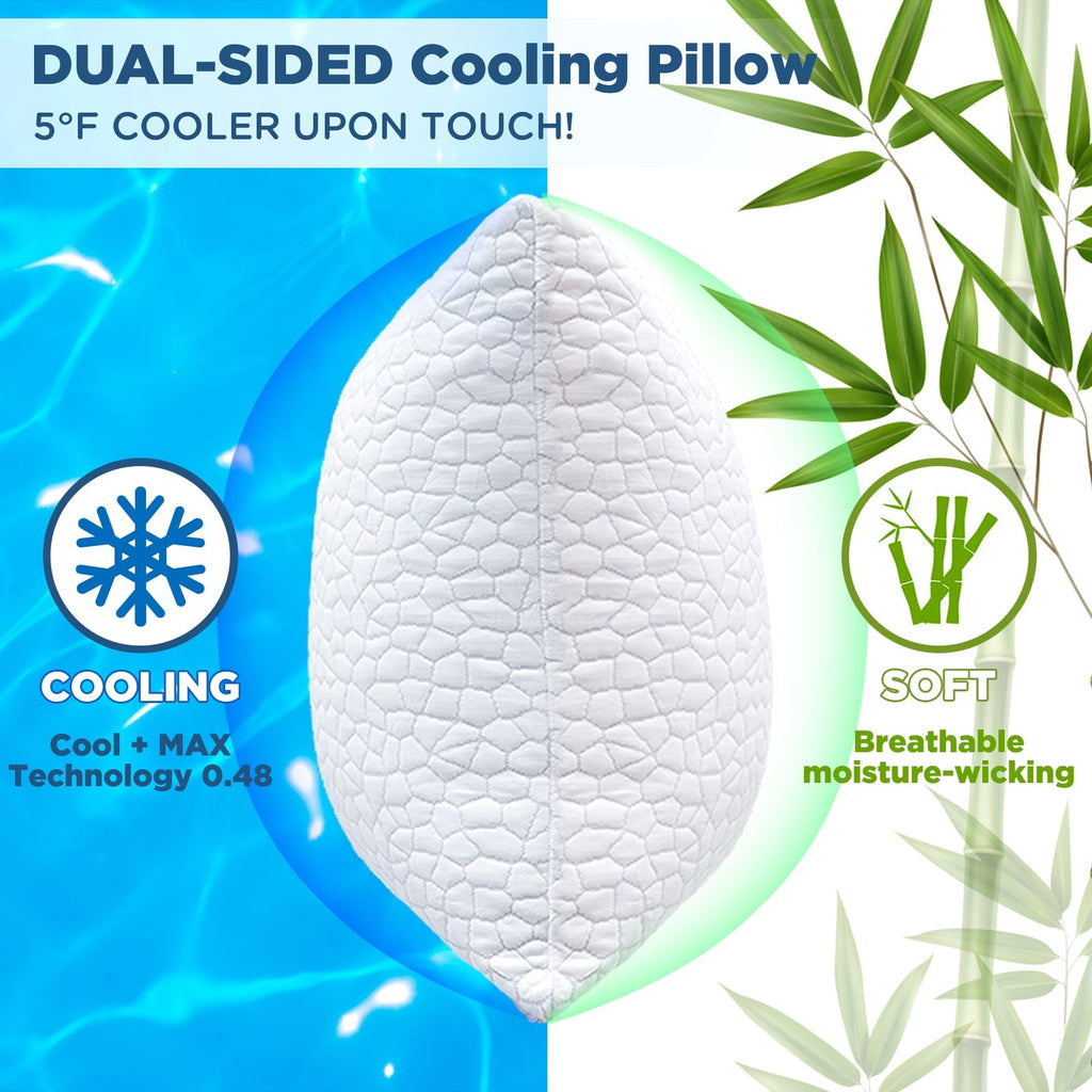 Orthopedic Support Cooling Bed Pillows Queen Size Set of 2, Shredded Memory Foam Pillows for Sleeping 2 Pack, Adjustable Soft Firm Pillo... - Ergonomic Memory Foam Pillow for Neck Pain Support Detail