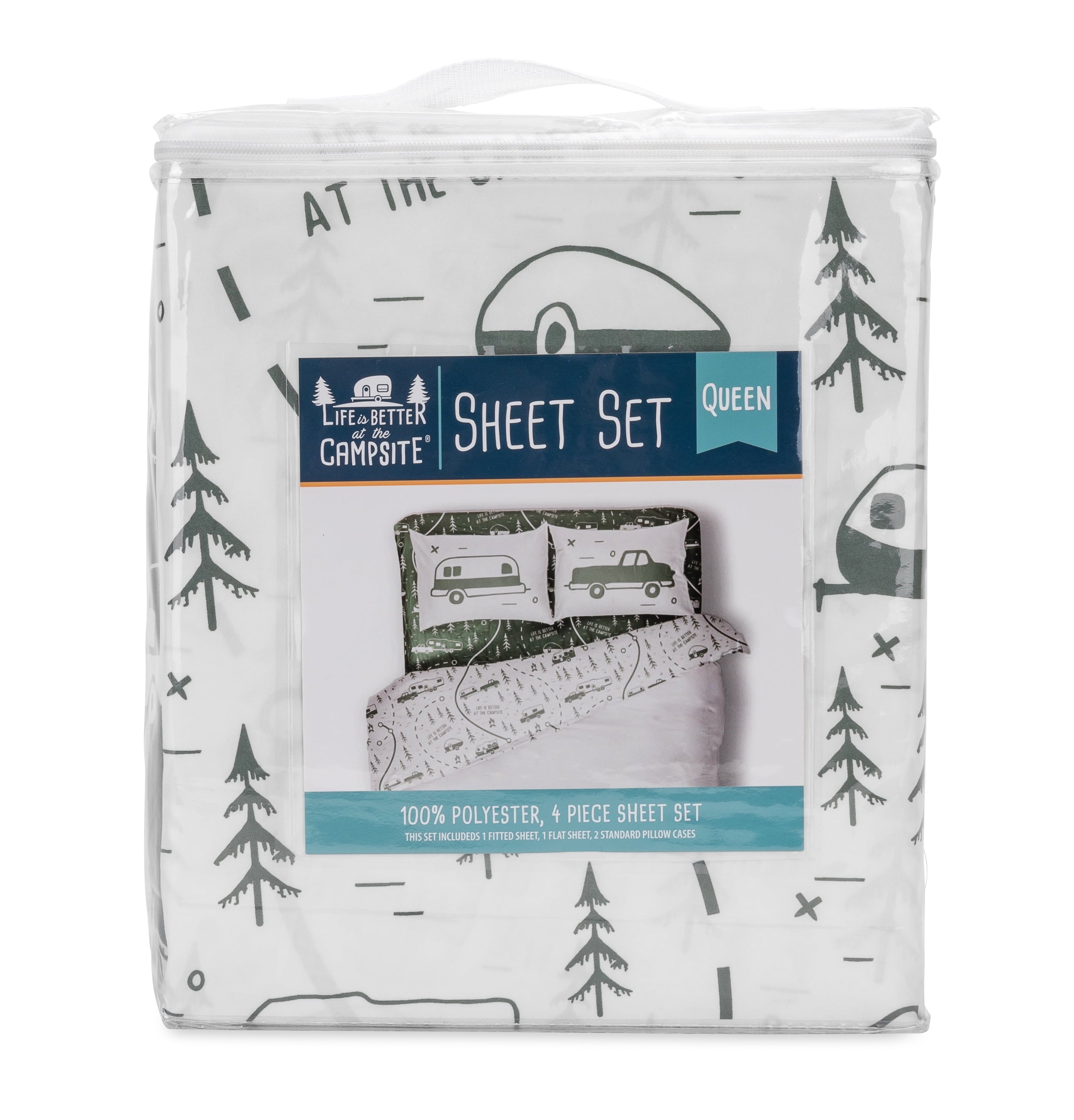 Ultra-Soft RV Queen Bed Sheet Set, Green Map, Polyester (53476) - Premium Ultra-Soft Pillowcase Pair for Sleeping Detail