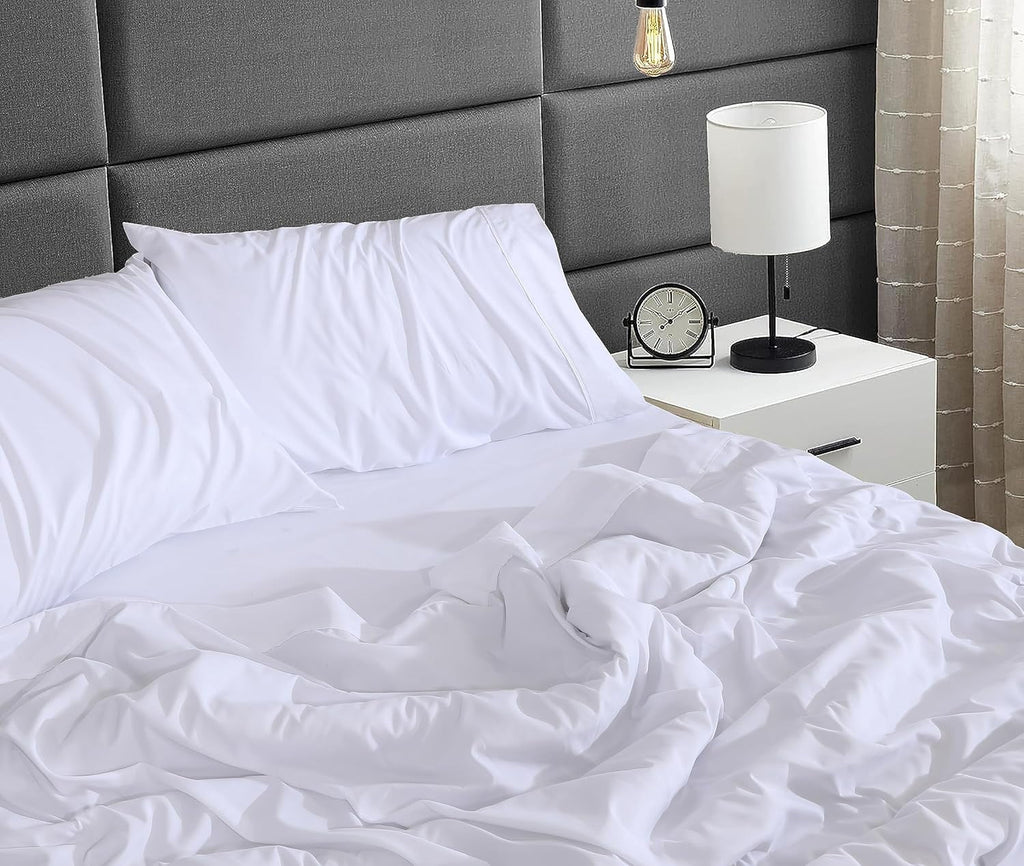 Wrinkle-Resistant Set - Luxurious Silky Soft Microfiber Bedding - Cozy & Comfy - 15 inch Deep Pocket (Fits up to 17") Hotel Bed - 4 Pcs... - Luxury Bed Sheet Set with Deep Pockets Detail