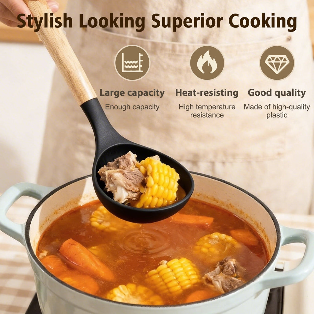Non-Stick Safe Silicone Cooking Utensils Set, Heat Resistant Kitchen Cooking Utensils Set, 12 PCS Handle Silicone Kitchen Gadgets Ut... - Ergonomic Kitchen Tongs and Cooking Spoon Utensil Detail