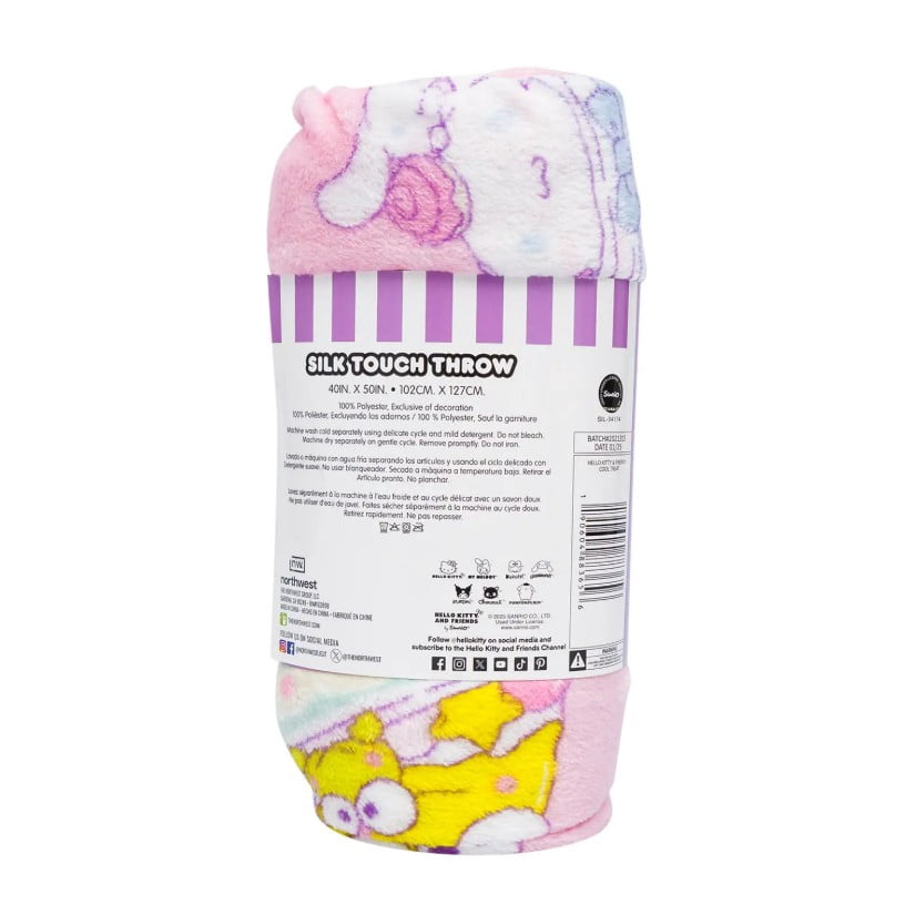 Decorative Knitted Hello Kitty Soft and Friends Silky Fleece Throw 40"x50" Kids Blanket "Cool Treat" - Cozy Fleece Throw Blanket for Couch & Bed Detail
