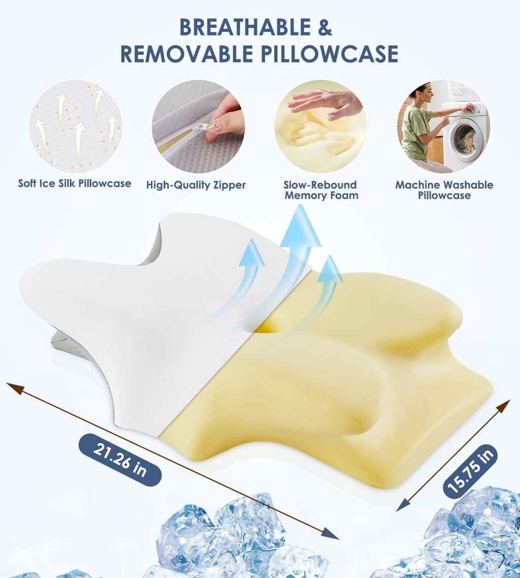 Hotel Collection Cervical Pillow for Neck Pain Relief, Contour Memory Foam Pillows, Odorless Ergonomic Neck Pillow Adjustable Orthoped... - Decorative Throw Pillow Cushion for Sofa & Bed Detail