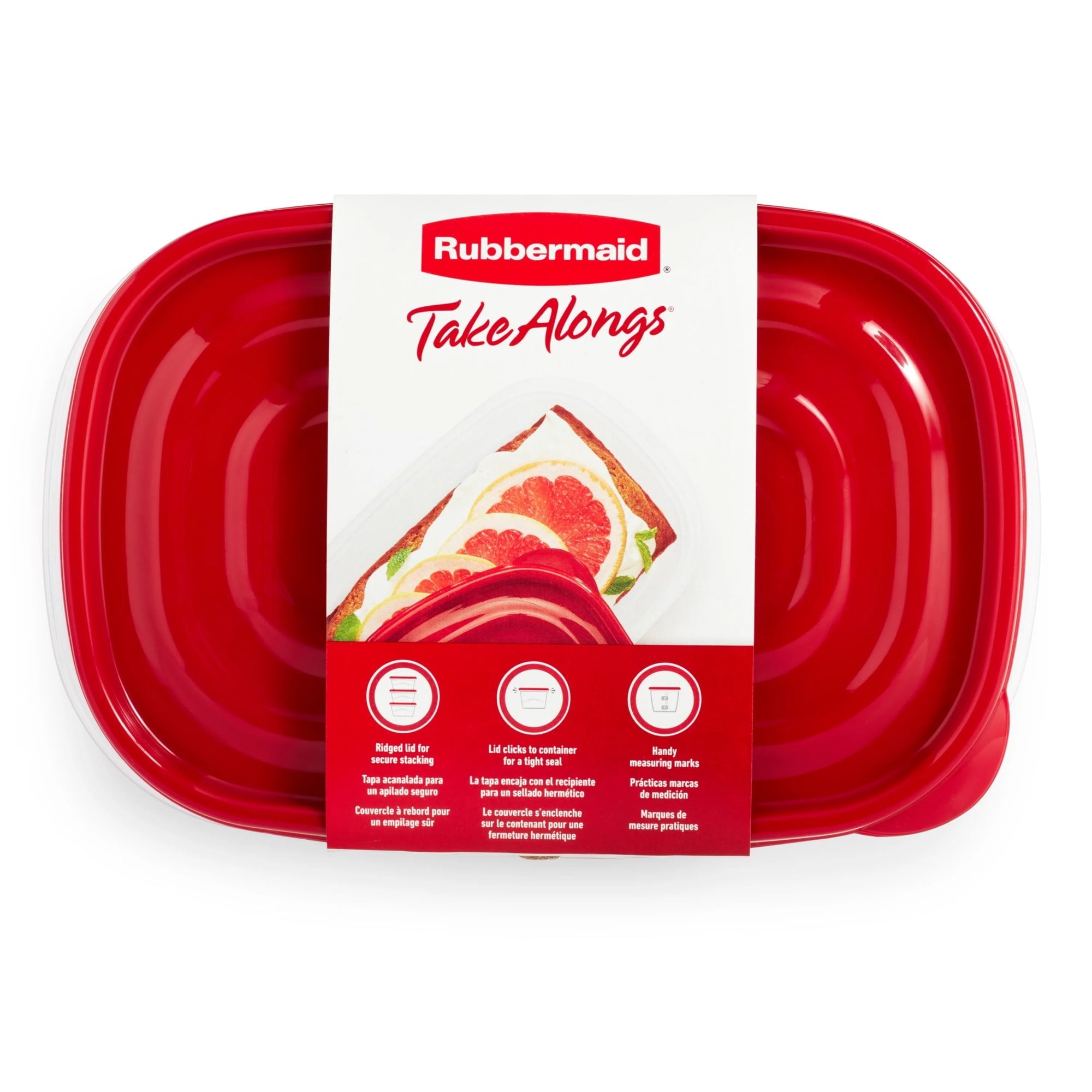 Playful Geometric 8 Cups, 2 Packs, Red, Plastic Deep Rectangle Food Storage Containers - Deliciously Soft Cupcake Sensory Glob Detail