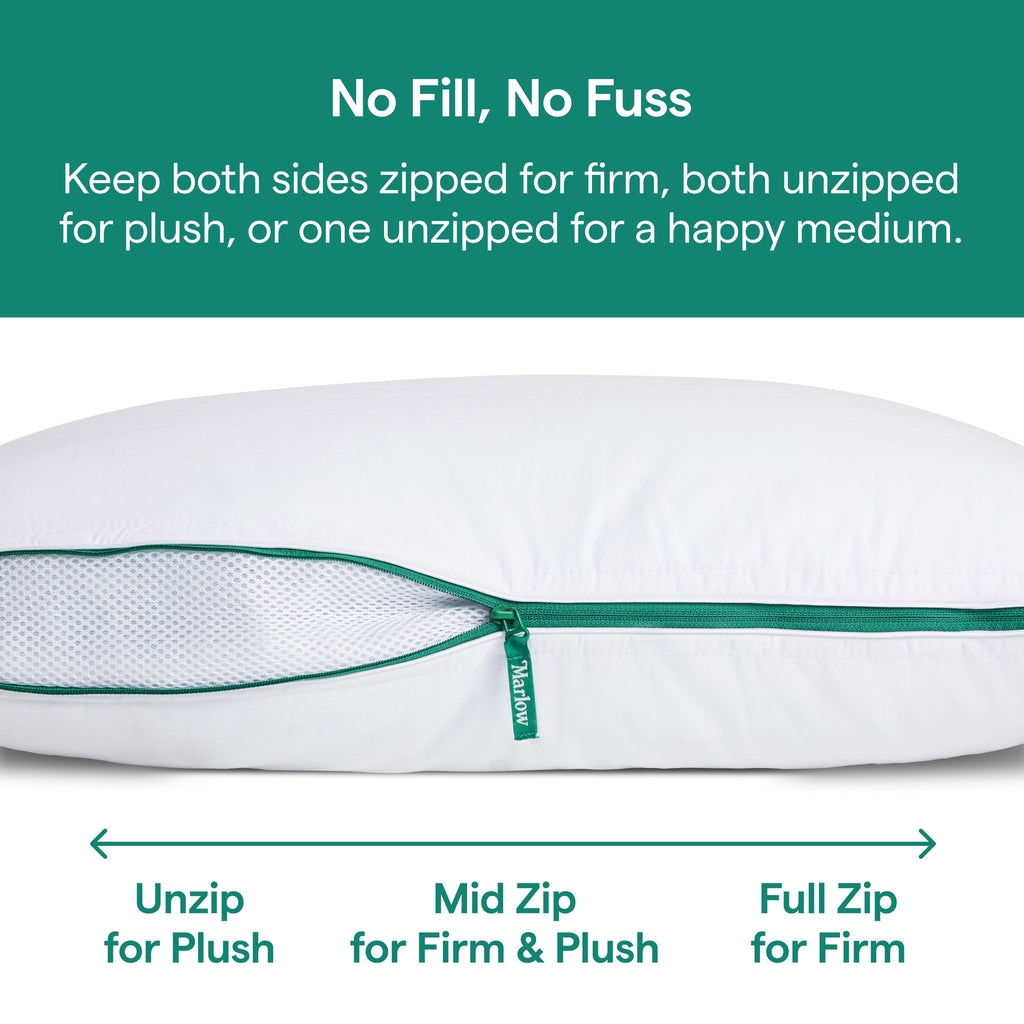 Fluffy Shredded Marlow Adjustable Memory Foam Bed Pillow - Neck and Back Support For Side, Back and Stomach Sleepers - Standard/Queen... - Orthopedic Shredded Foam Bed Pillow Set Detail
