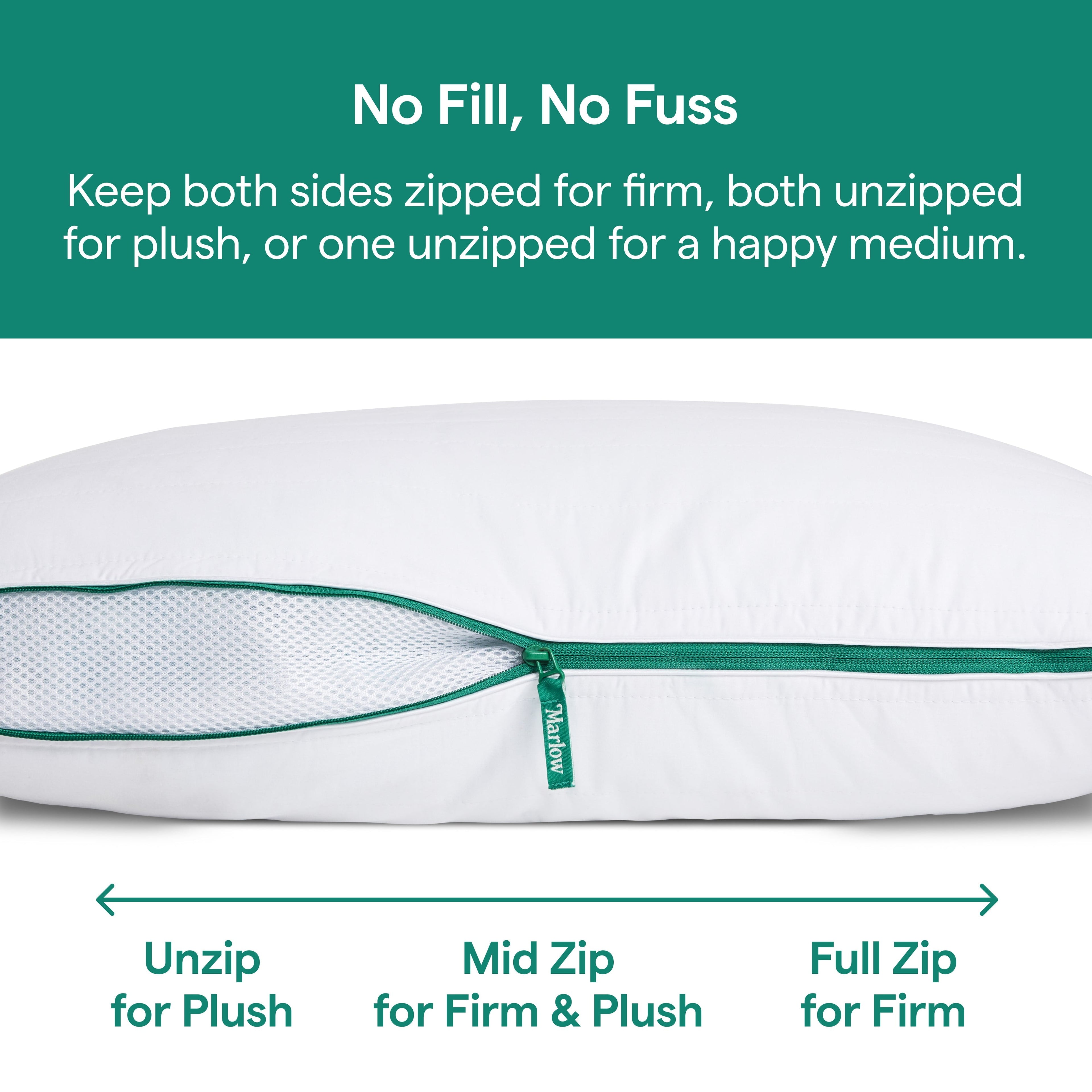 Fluffy Shredded Marlow Adjustable Memory Foam Bed Pillow - Neck and Back Support For Side, Back and Stomach Sleepers - Standard/Queen... - Orthopedic Shredded Foam Bed Pillow Set Detail