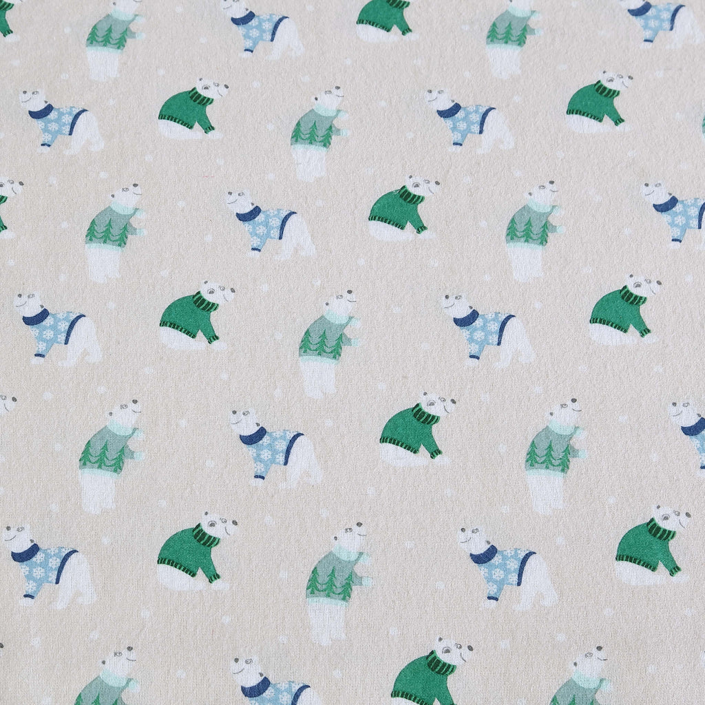Premium Egyptian Cotton Winter Nights Cotton Flannel Sheet Set, King, Holiday Bears - Premium Ultra-Soft Pillowcase Pair for Sleeping Detail