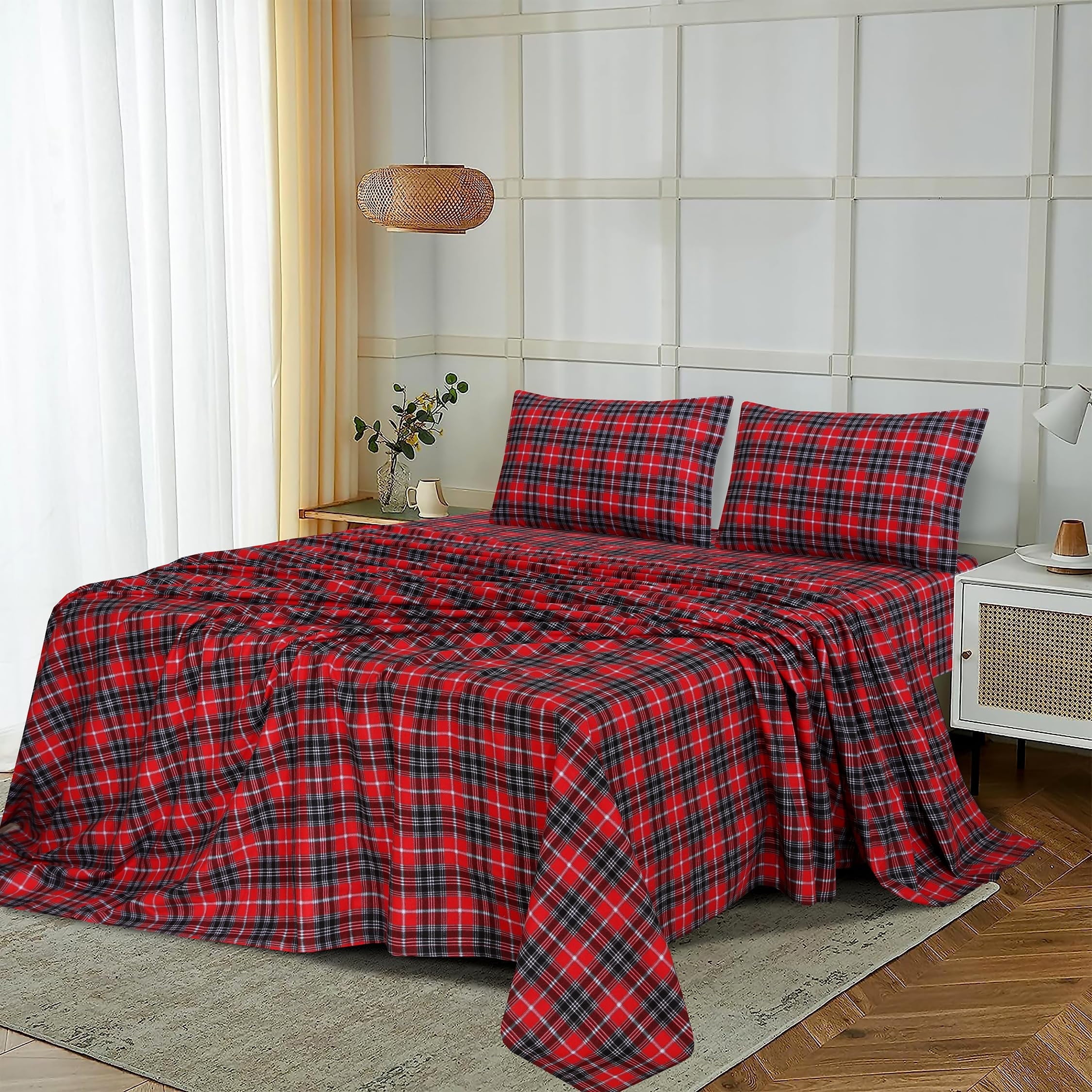 Breathable Luxury Flannel Sheets Queen Size - 100% Cotton Double Brushed Bed Sheets, Deep Pockets 16 Inches Queen Sheet Set, All Season... - Cooling Hotel Quality Bedding Sheets and Pillowcases Detail