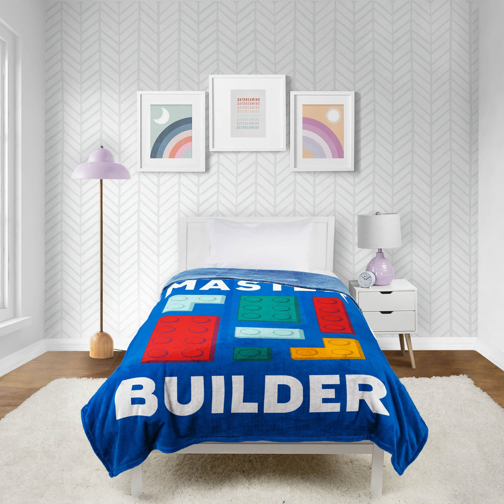 Super Soft Flannel Master Builder Kids Blue Silk Touch Throw Blanket 62" x 90" Ultra-Soft and Cozy - Cozy Fleece Throw Blanket for Couch & Bed - Default Title