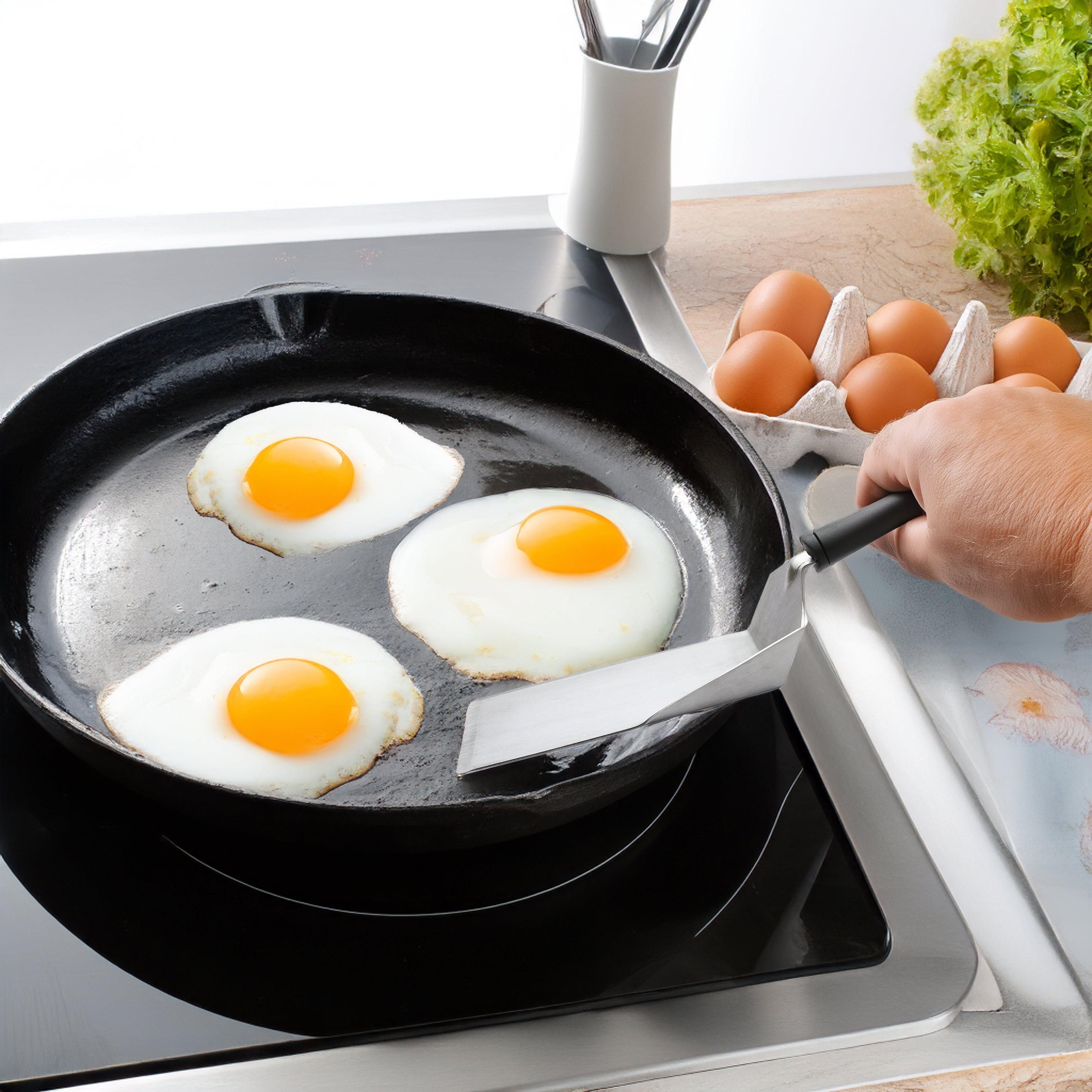 Heavy Duty Dishwasher safe 11.81 in Stainless Steel Kitchen Spatula - Professional Kitchen Tool for Culinary Enthusiasts Detail