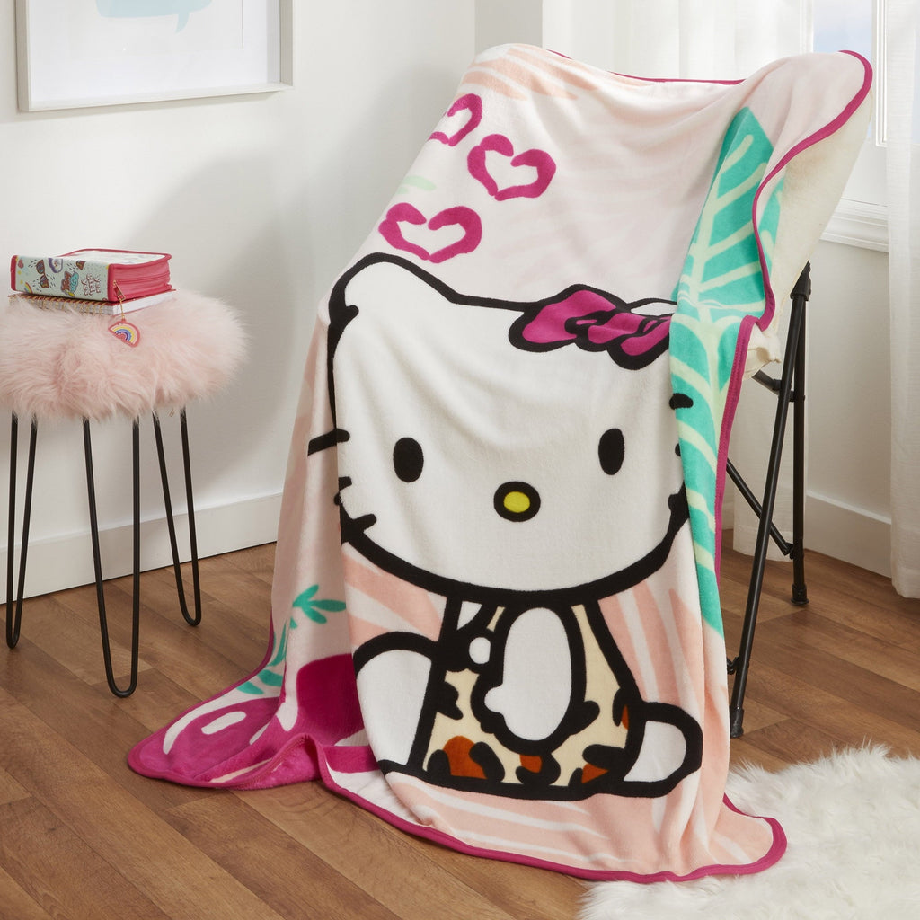 Lightweight Warm Kids Pink White Print Fleece Throw Blanket, 46 x 60 - Luxury Knitted Decorative Throw Blanket with Fringes Detail