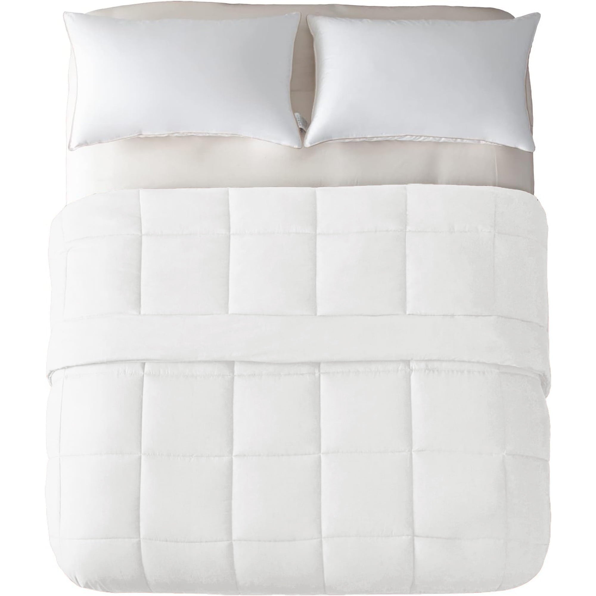 All-Season Queen Comforter Set White, 3-Piece Solid Comforter Duvet Insert with Corner Tabs, Lightweight Bedding Down Alternativ... - All-Season Down Alternative Comforter Insert Detail