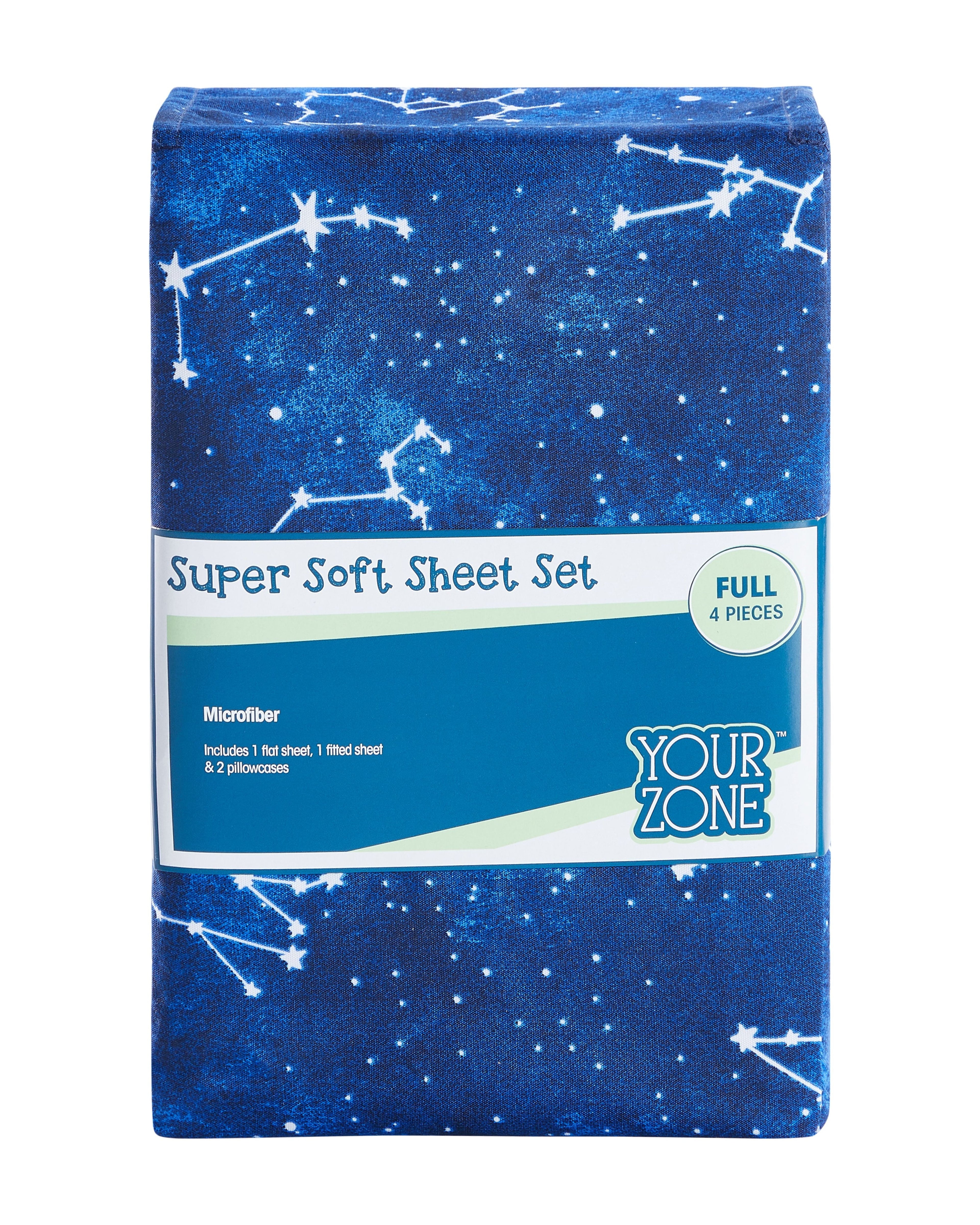 Ultra-Soft Kids Soft Microfiber Sheet Set, Navy Blue Stars, Full, 4 Pieces, Easy Care - Cooling Hotel Quality Bedding Sheets and Pillowcases Detail