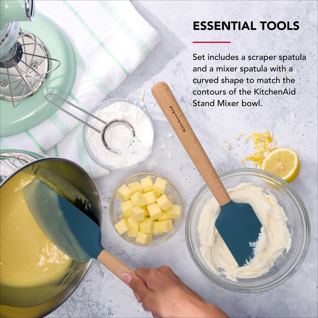 Heavy Duty 2-Piece Silicone Mixing Spatula and Scraper Set for Cooking, Agave - Heavy Duty Stainless Steel Kitchen Shears Detail