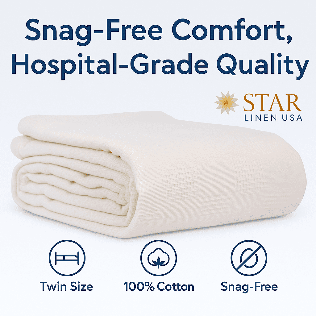 Decorative Knitted Hospital Thermal Blanket Throw Snag Free | 100% Cotton | Twin 66"x90" | White (1) - Luxury Knitted Decorative Throw Blanket with Fringes Detail