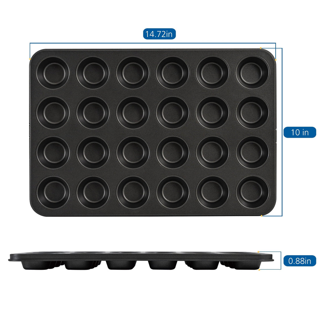 Innovative 24 Cavity Mini Muffin Pan, Non-Stick Bakeware,1.8 inch Diameter Cups,Gray,Carbon Steel - Premium Stainless Steel Garlic Presser & Peeler Detail