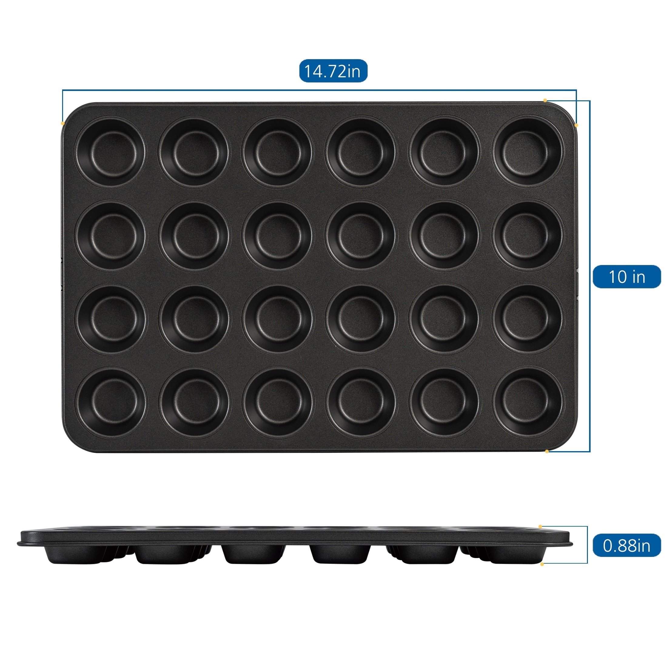 Innovative 24 Cavity Mini Muffin Pan, Non-Stick Bakeware,1.8 inch Diameter Cups,Gray,Carbon Steel - Premium Stainless Steel Garlic Presser & Peeler Detail