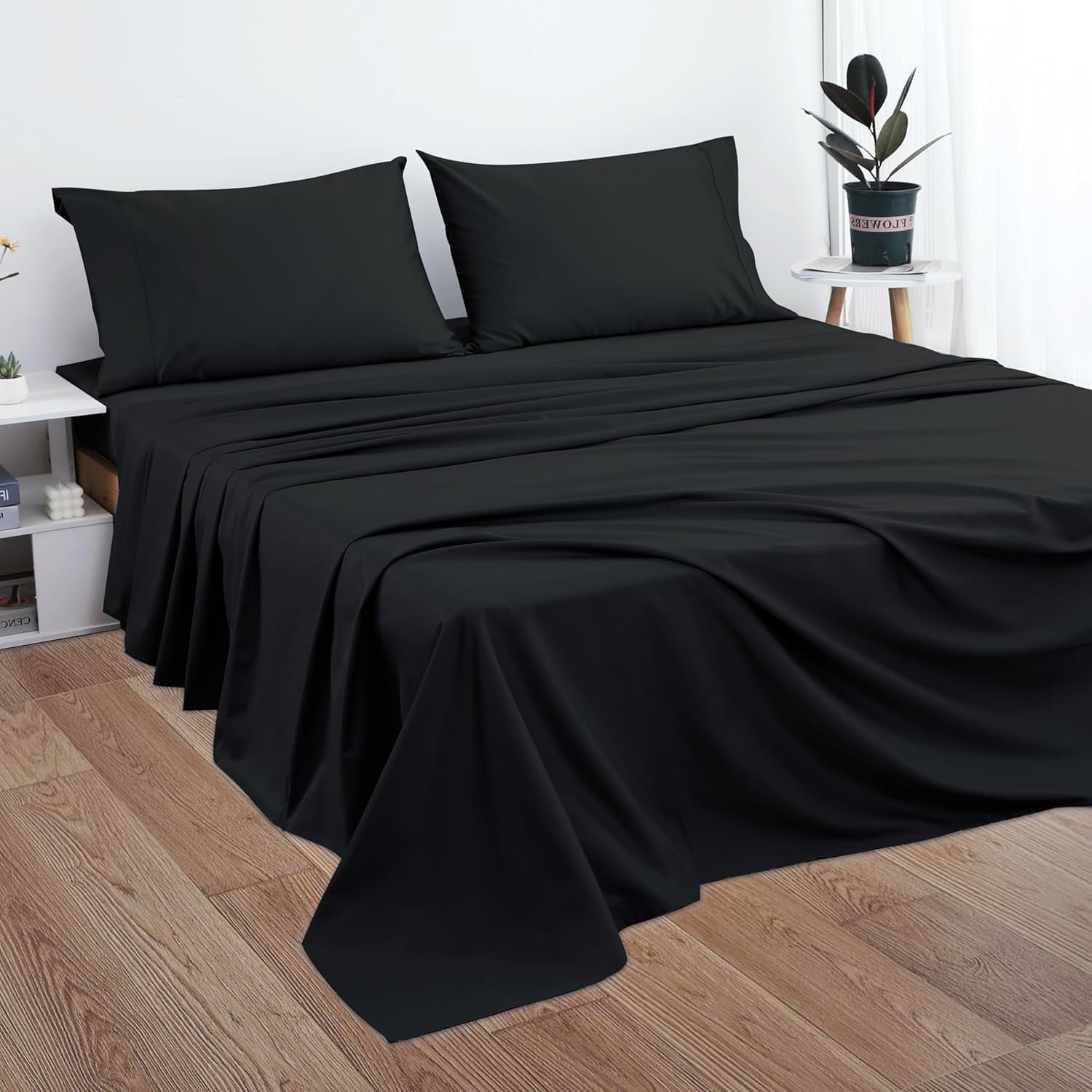 Cooling Sateen Sheet Only, 600 Thread Count 100% Egyptian Top Sheet 1Pcs, Cool & Breathable Bed Sheets Wrinkle, Fade, Stain Resistan... - Cooling Hotel Quality Bedding Sheets and Pillowcases Detail