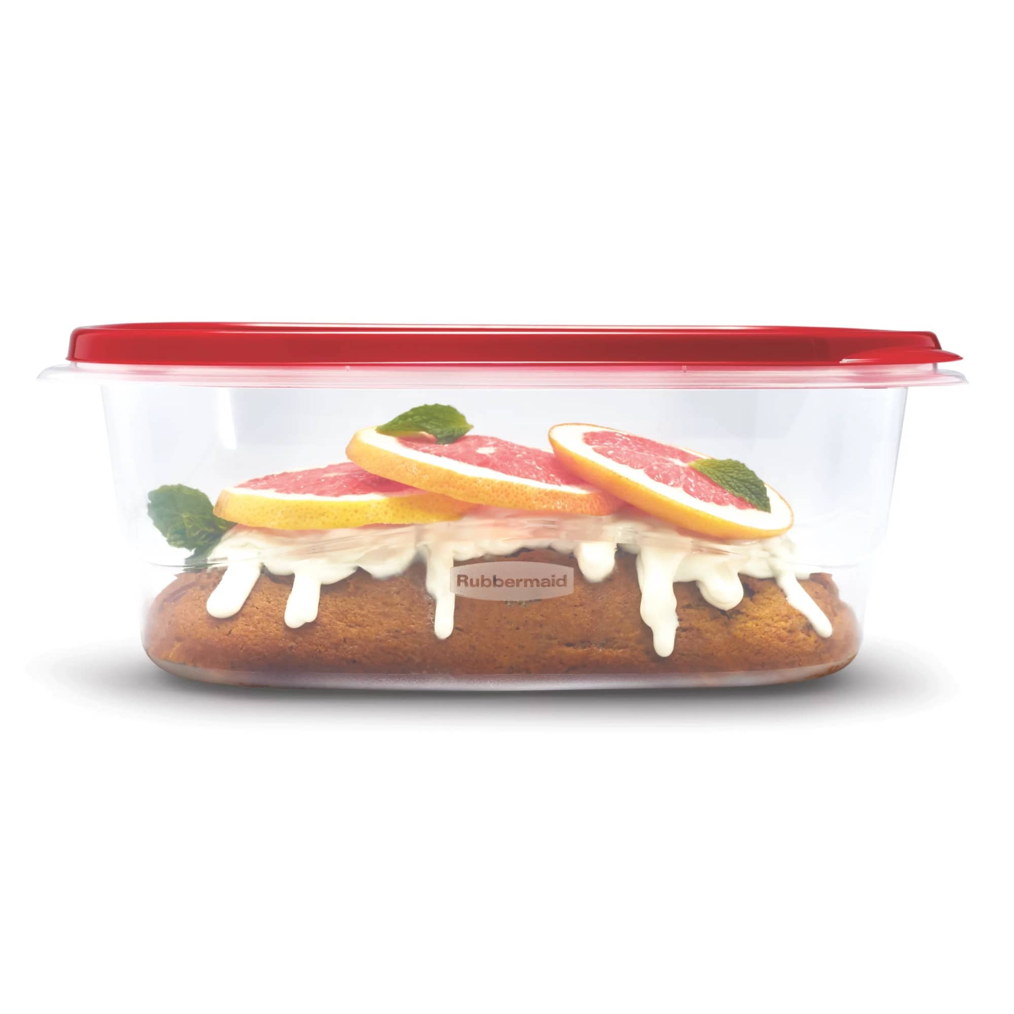 Playful Geometric 8 Cups, 2 Packs, Red, Plastic Deep Rectangle Food Storage Containers - Deliciously Soft Cupcake Sensory Glob Detail