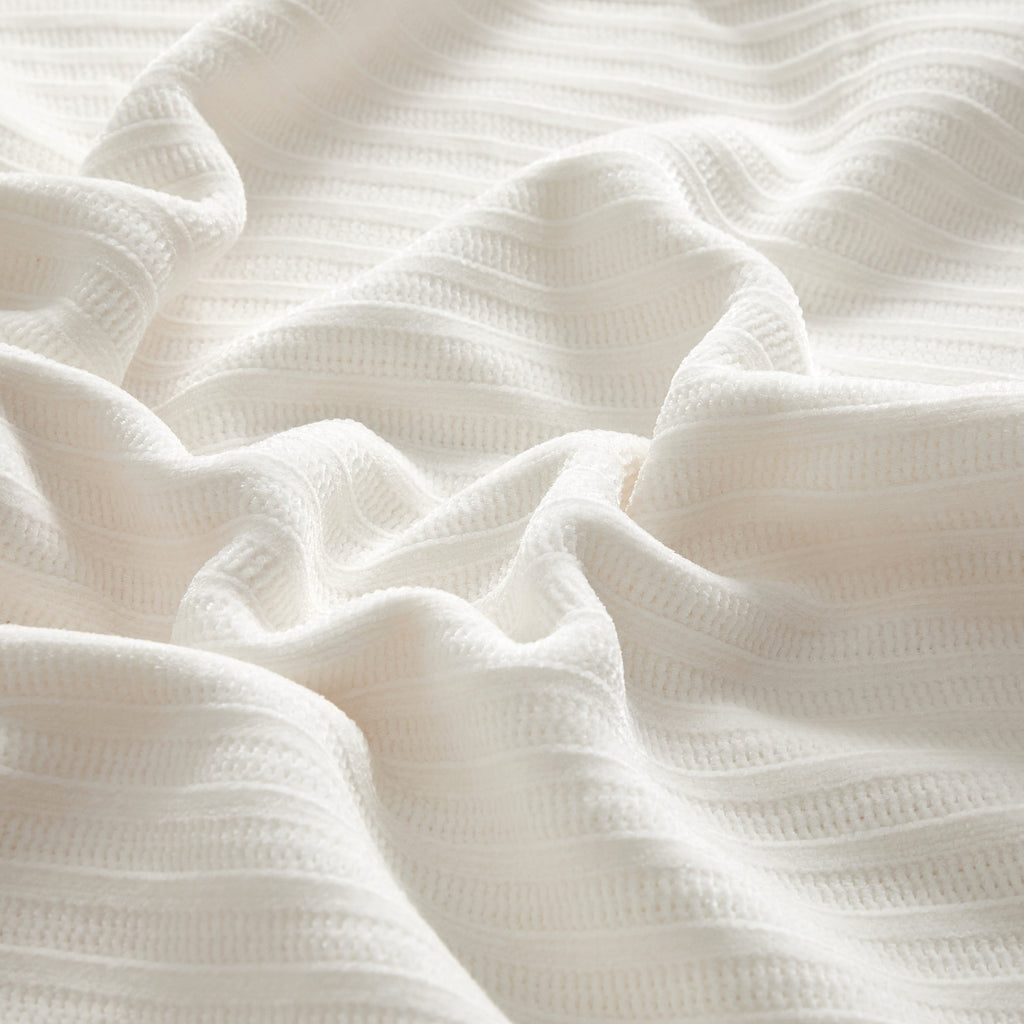 Cozy Fleece Cozy Chenille Reverse to Plush Soft Couch Throw, Vanilla Dream, Standard Size - Luxury Knitted Decorative Throw Blanket with Fringes Detail