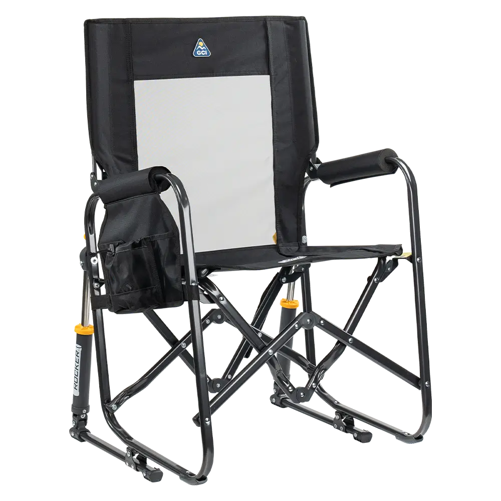 Premium All-Weather Stowaway Rocker - Choice 794 - Freestyle Rocker Portable Outdoor Folding Chair - Black