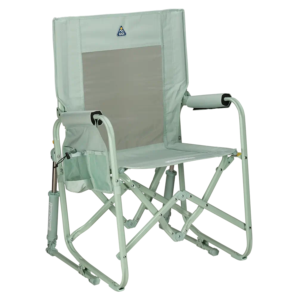 Premium All-Weather Stowaway Rocker - Choice 794 - Freestyle Rocker Portable Outdoor Folding Chair - Pastel Green