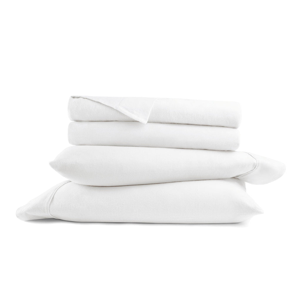 Premium Egyptian Cotton 100% Cotton Flannel Bed Sheets Set for Full Size Bedding in White - Cooling Hotel Quality Bedding Sheets and Pillowcases Detail