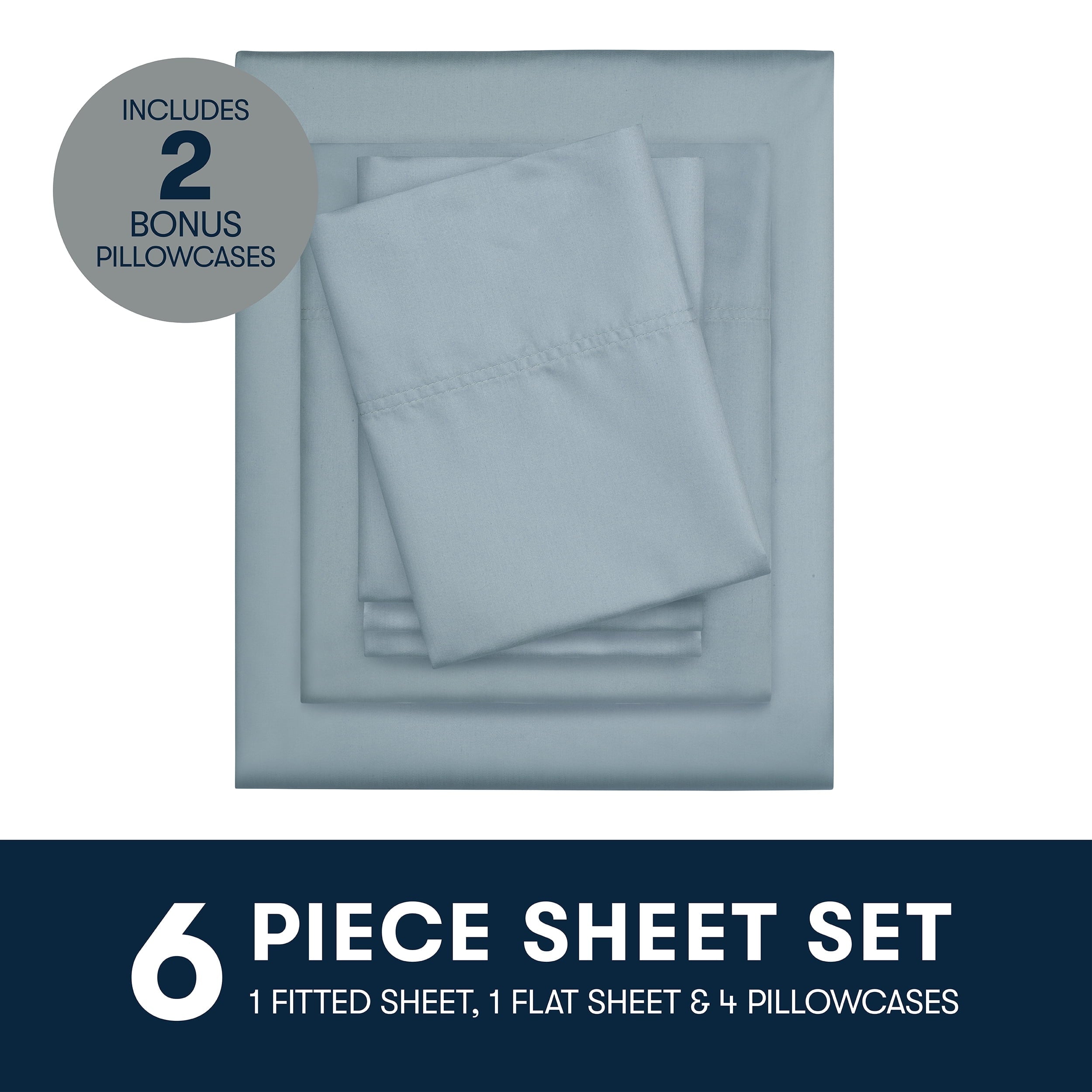 Breathable Luxury 6-Piece 800 Thread Count Lead Cotton Rich Adult Bed Sheet Set, King - Deep Pocket - Breathable Egyptian Cotton Flat & Fitted Sheets Detail