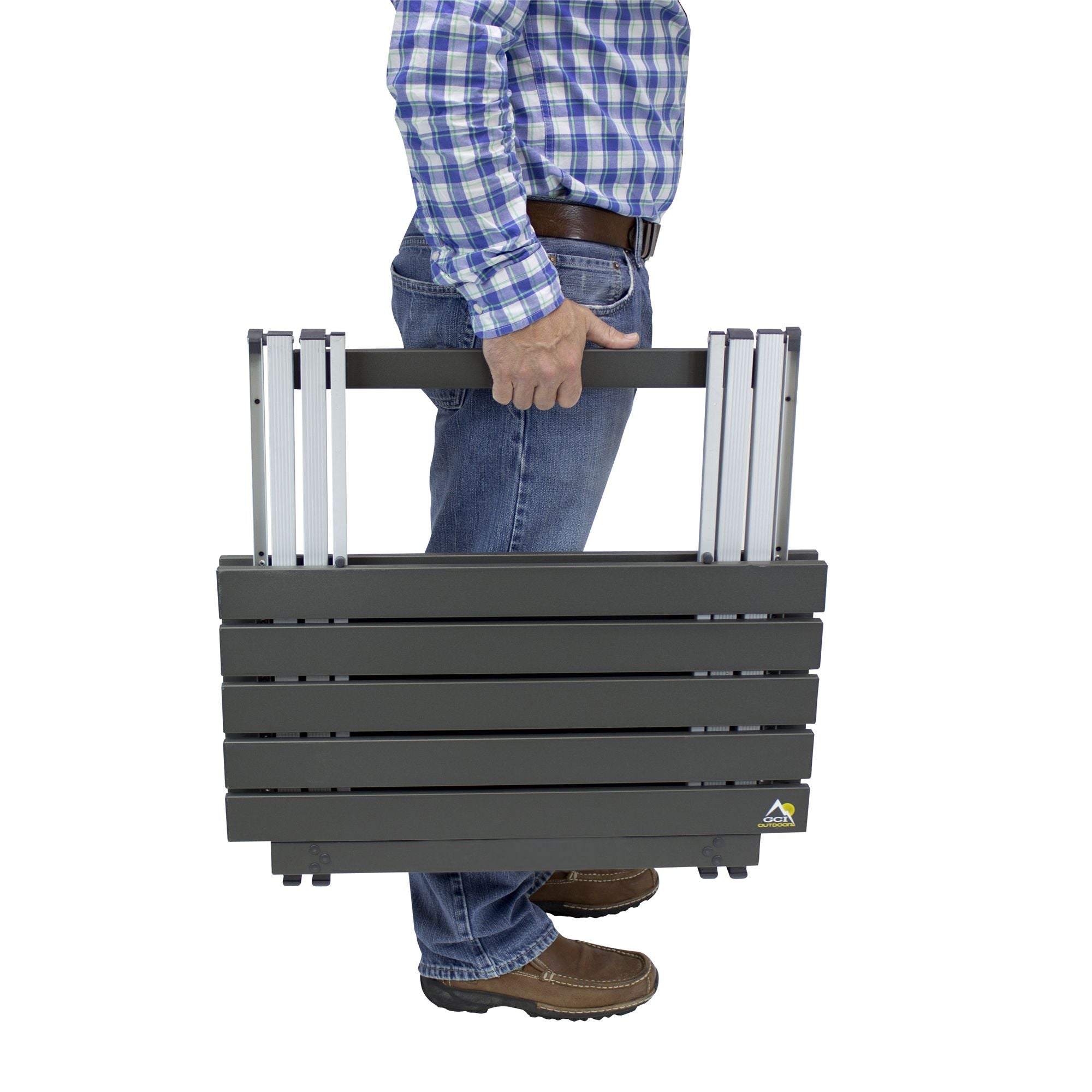 Slim-Fold Compact Camp Table 25 - Choice 214 - Slim-Fold Outdoor Cook Station with Storage Shelves Detail