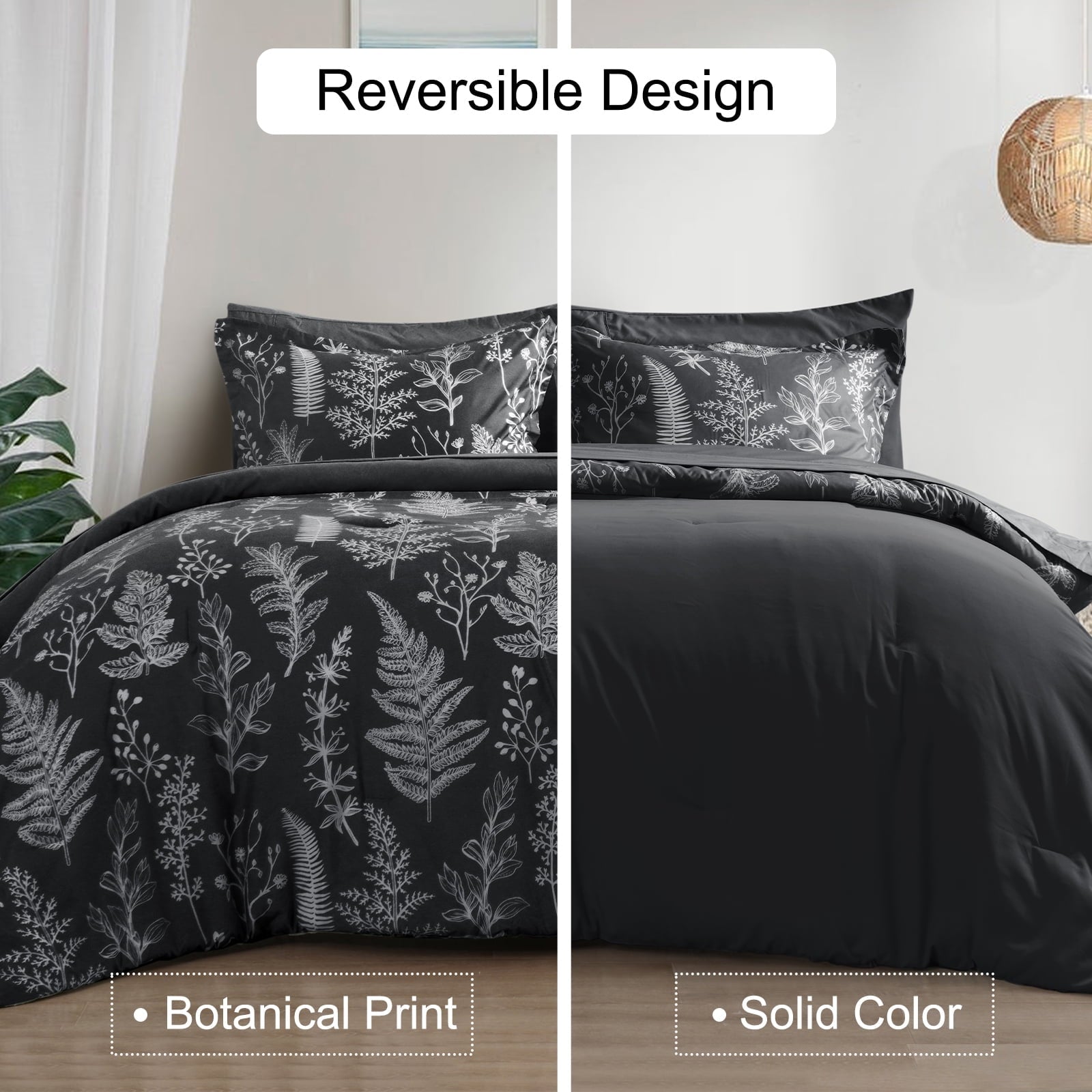 Heavyweight Warmth 3 Pieces Printed Comforter Set Queen Size, Lightweight Botanical Floral Bed in a Bag, Ultra Soft Bedding Set with 1 R... - Luxurious Quilted Duvet Cover Set Detail