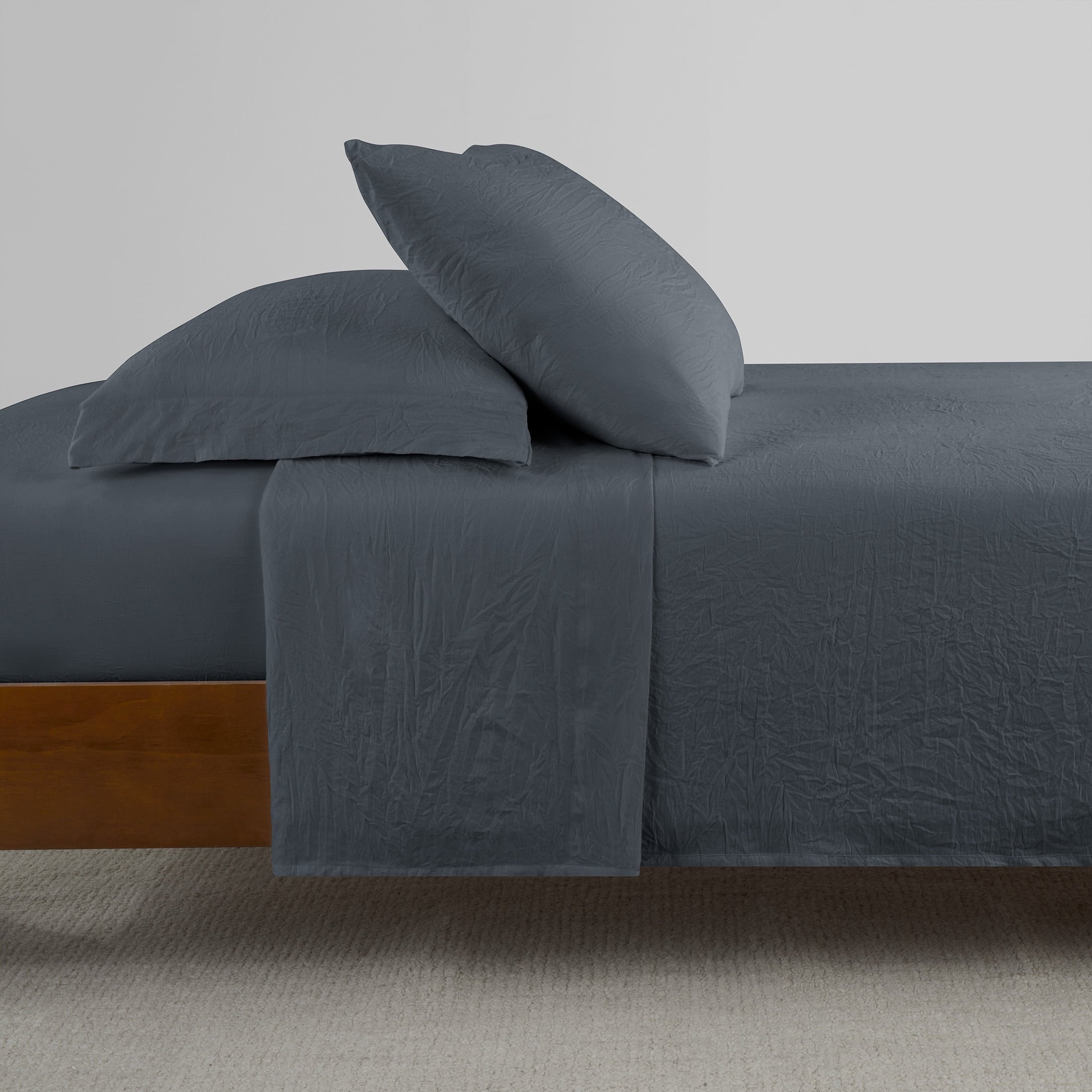 Wrinkle-Resistant Microfiber Bed Sheet Set, Grey Stone, Full, 4 Pieces - Premium Ultra-Soft Pillowcase Pair for Sleeping Detail